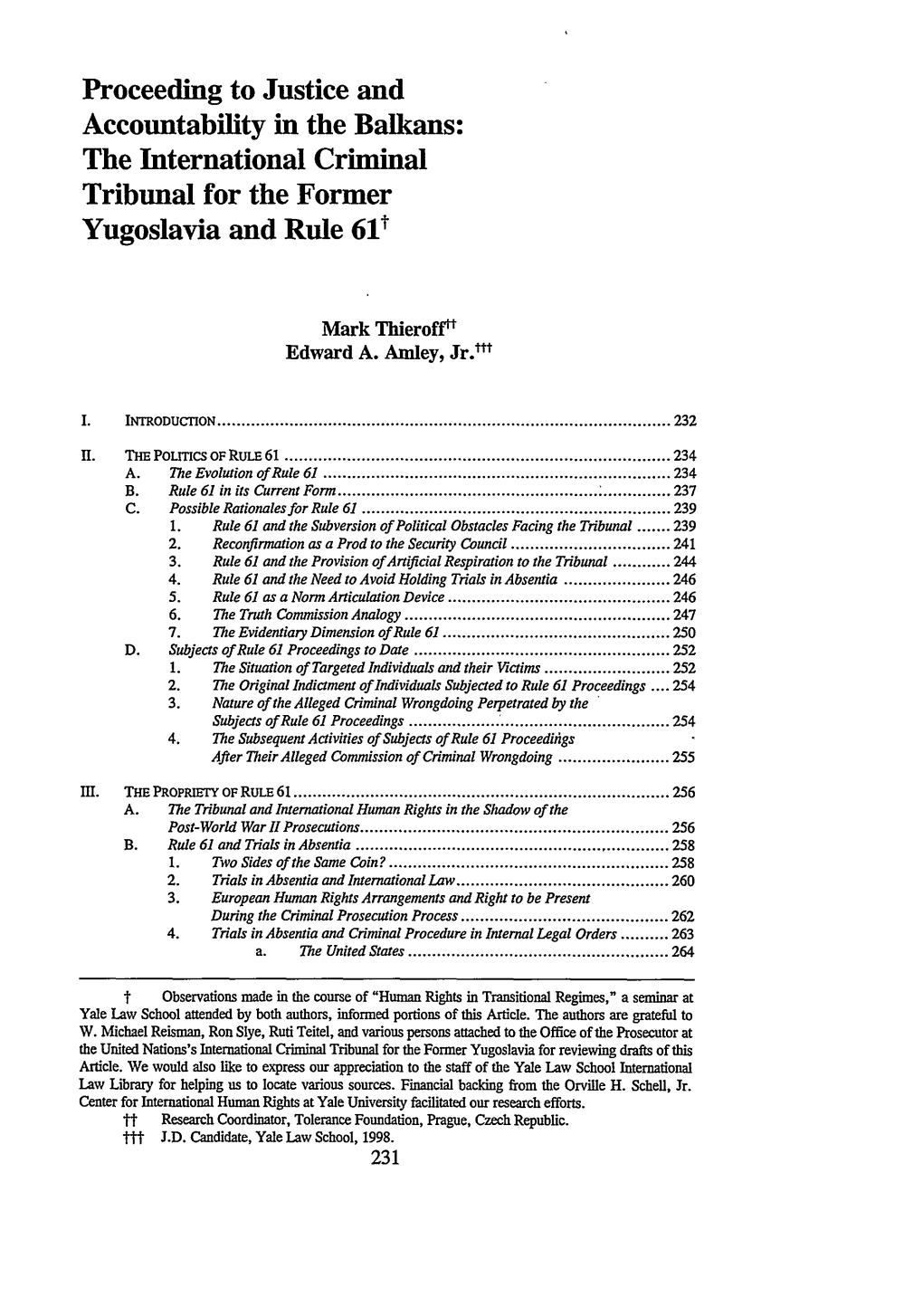 The International Criminal Tribunal for the Former Yugoslavia and Rule 611