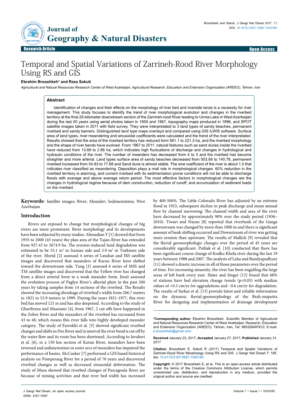 Temporal and Spatial Variations of Zarrineh-Rood River Morphology Using RS And