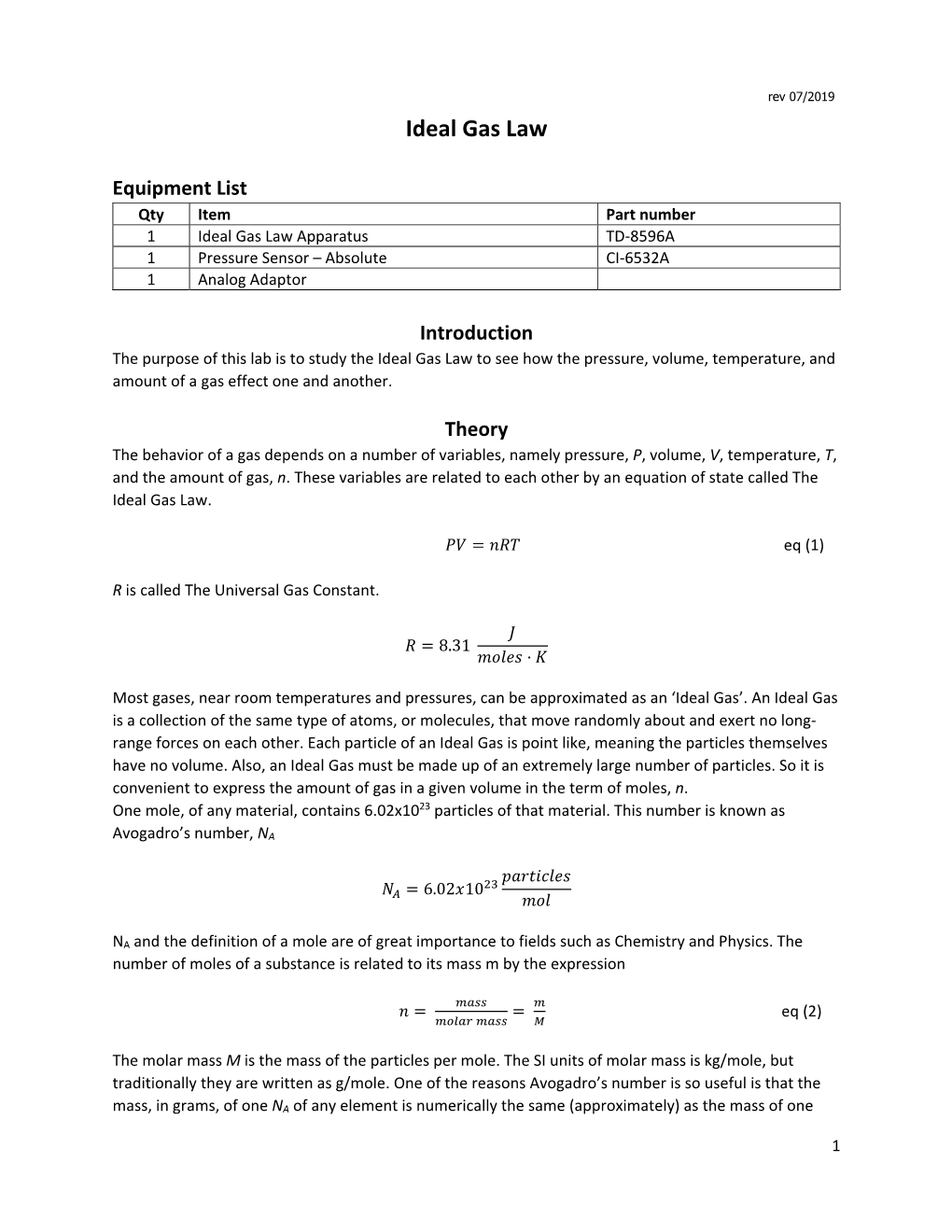 Ideal Gas Law