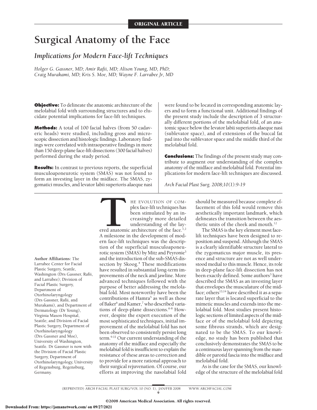 Surgical Anatomy of the Face Implications for Modern Face-Lift Techniques