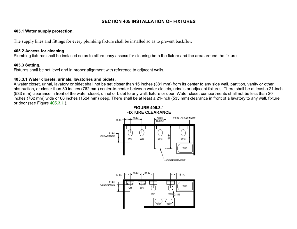 The Supply Lines and Fittings for Every Plumbing Fixture Shall Be Installed So As to Prevent Backflow