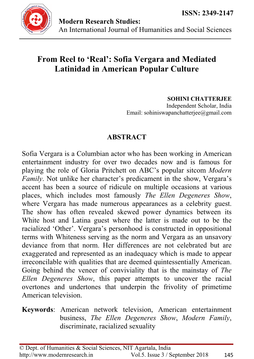 Sofia Vergara and Mediated Latinidad in American Popular Culture