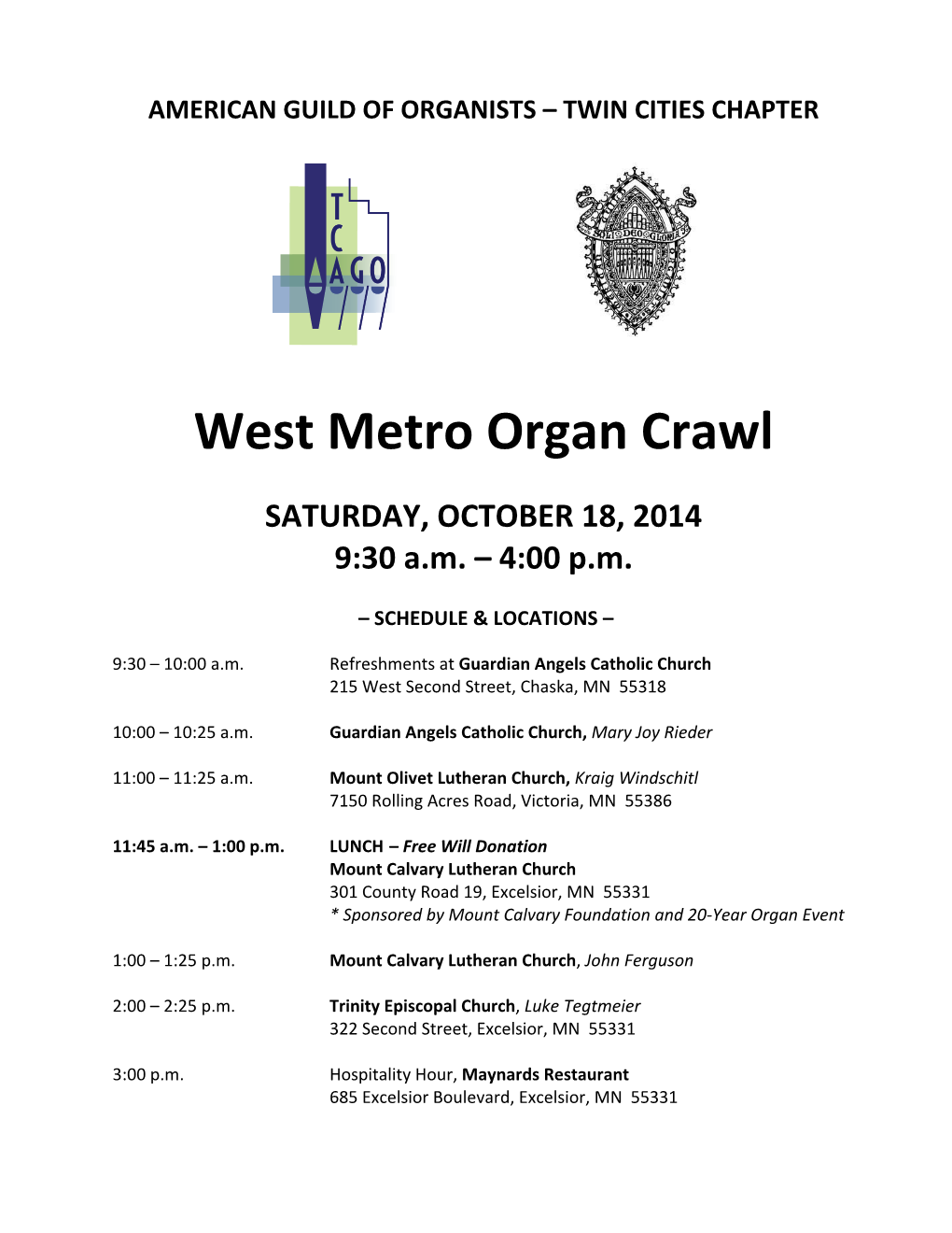 West Metro Organ Crawl