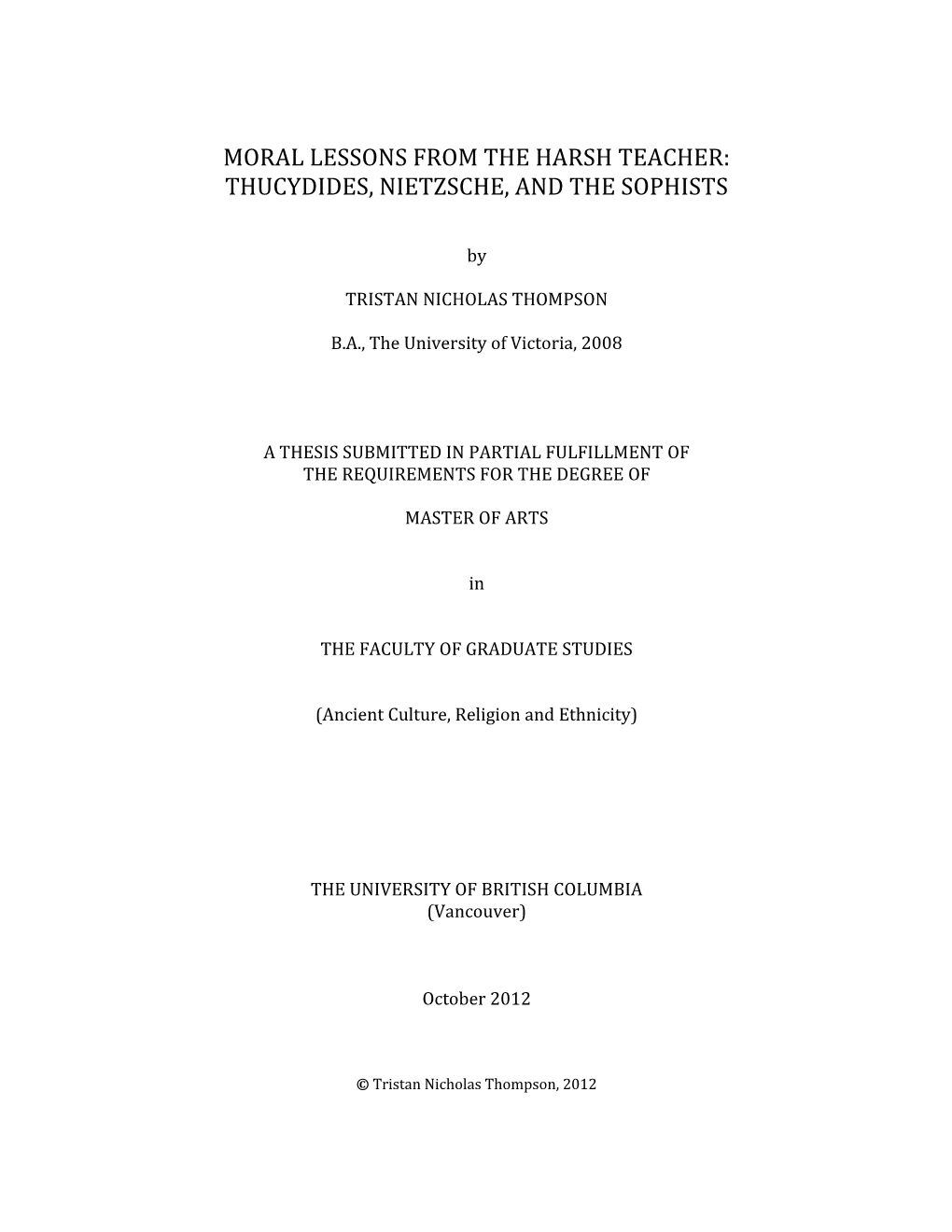 Thucydides, Nietzsche, and the Sophists