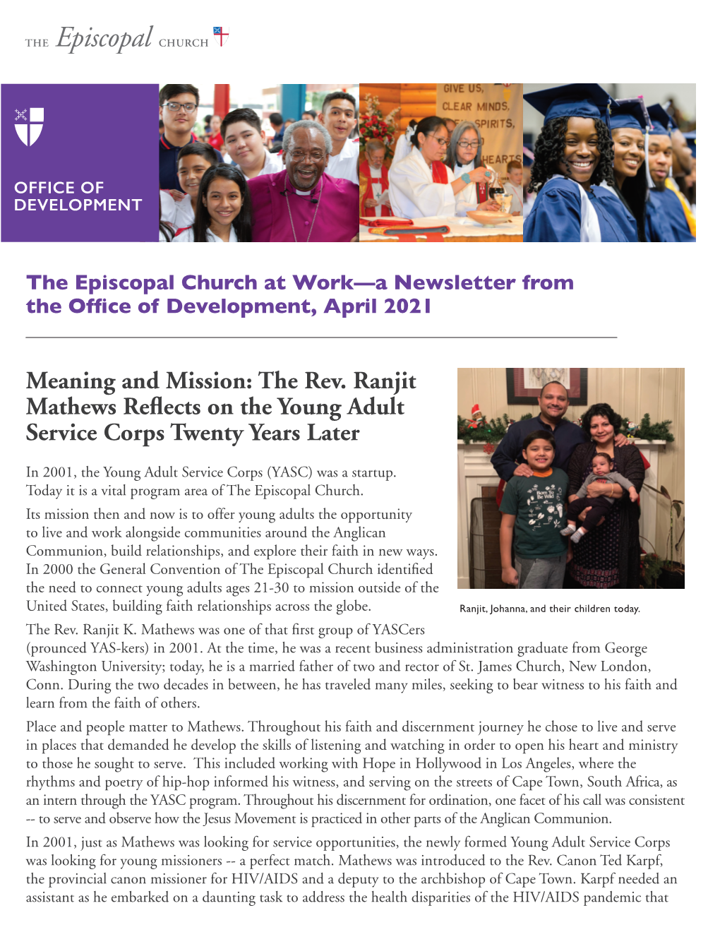 The Rev. Ranjit Mathews Reflects on the Young Adult Service Corps Twenty Years Later