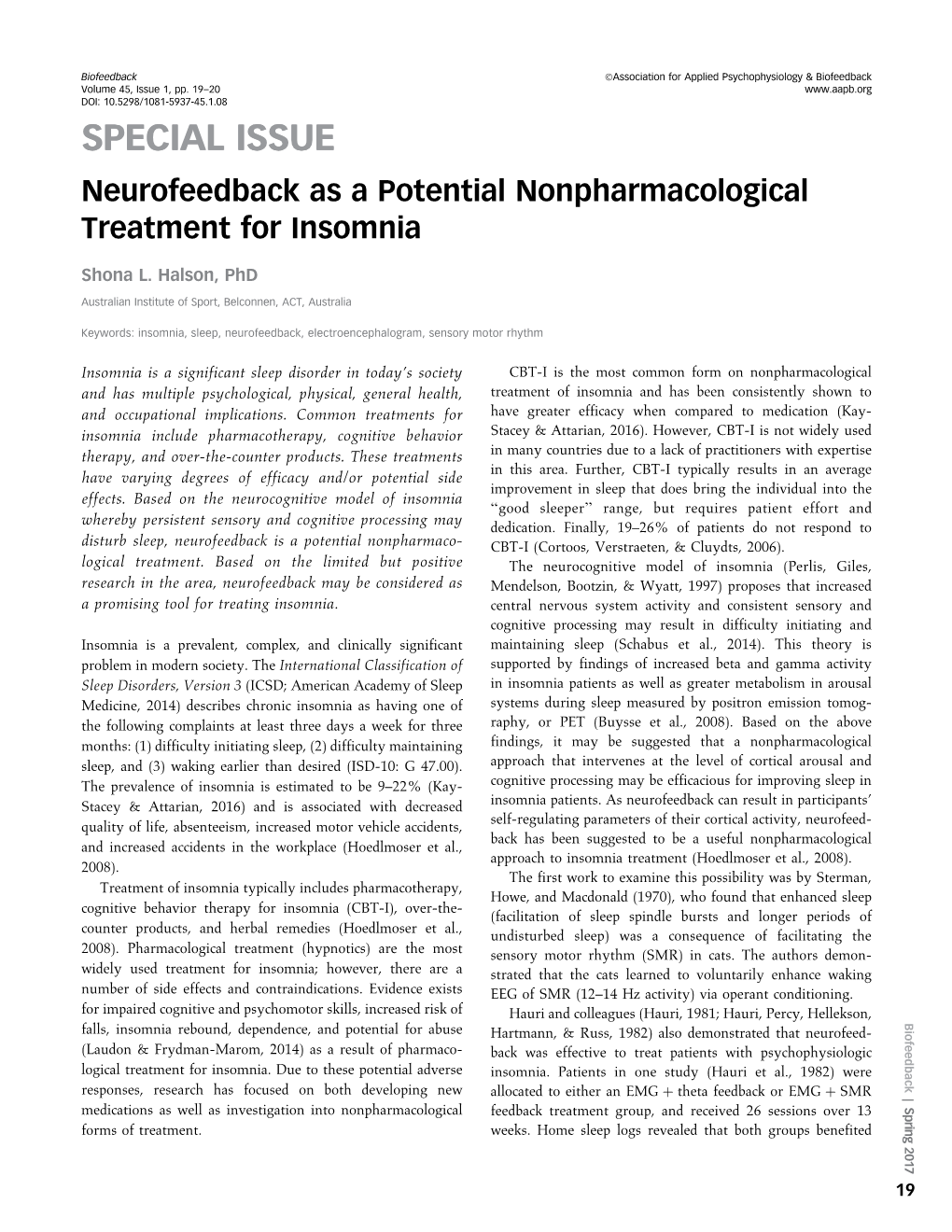 Neurofeedback As a Potential Nonpharmacological Treatment for Insomnia