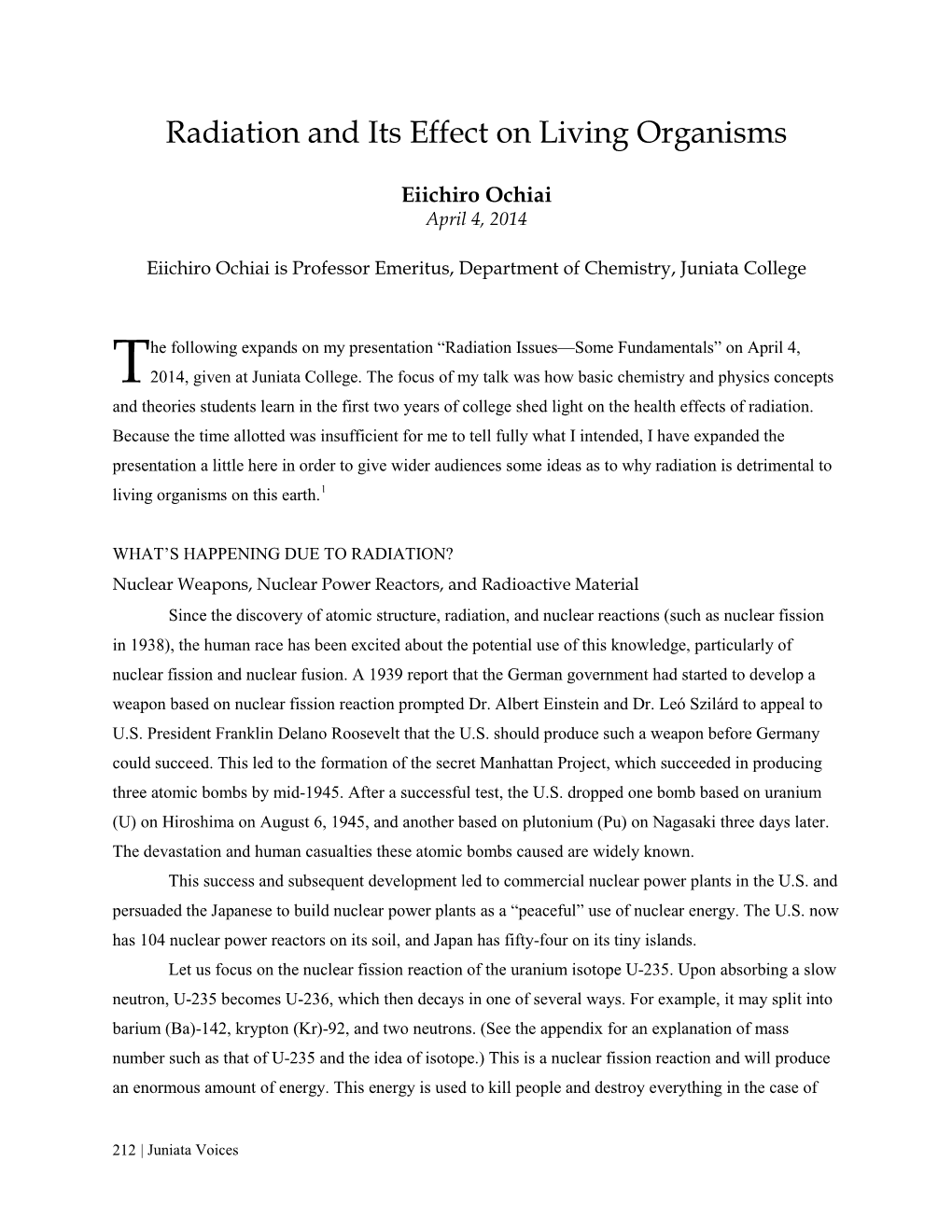 Radiation and Its Effect on Living Organisms