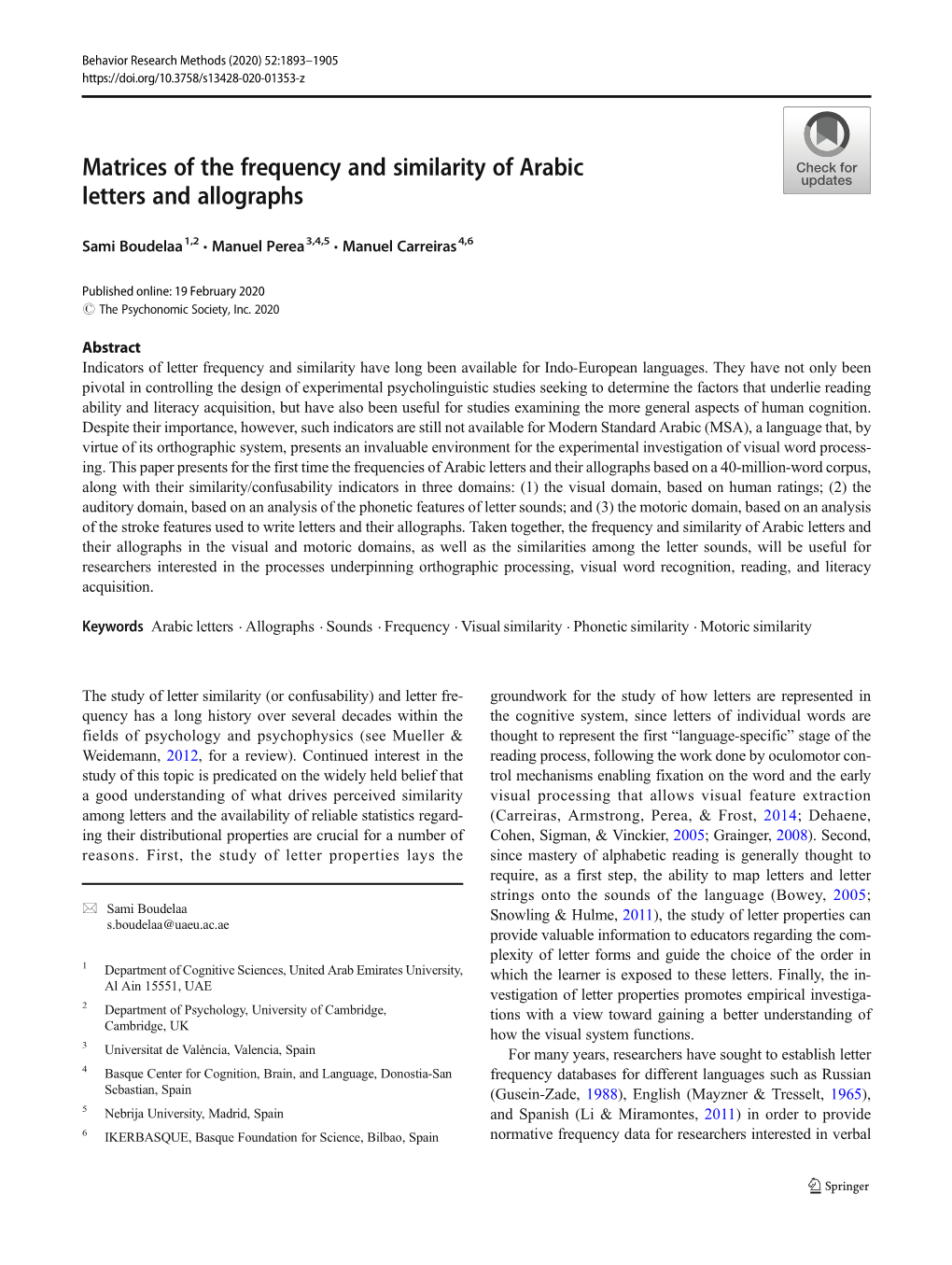 Matrices of the Frequency and Similarity of Arabic Letters and Allographs