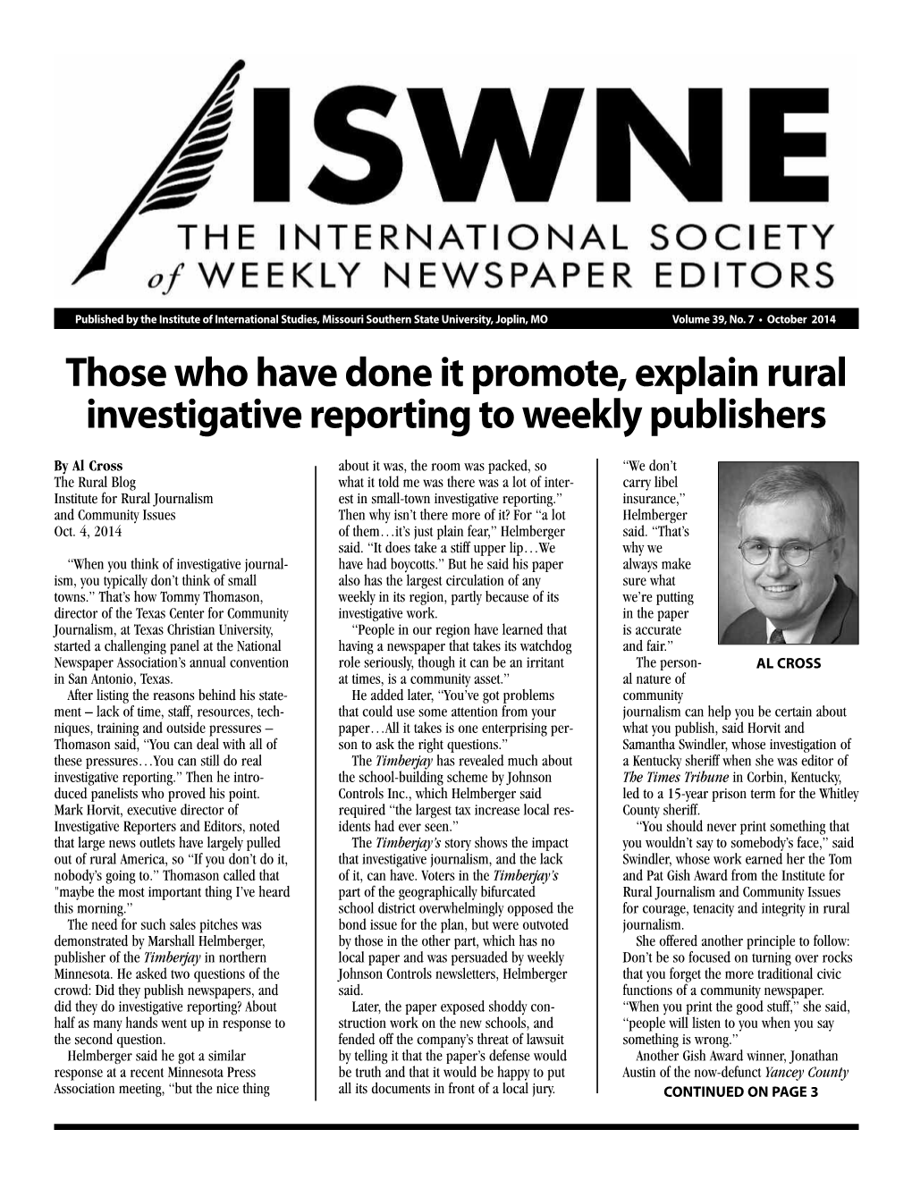 Those Who Have Done It Promote, Explain Rural Investigative Reporting to Weekly Publishers