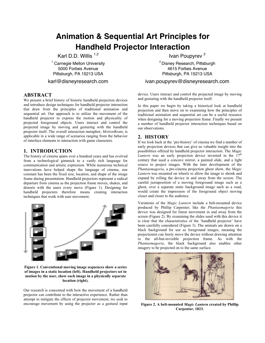 Animation & Sequential Art Principles for Handheld Projector Interaction