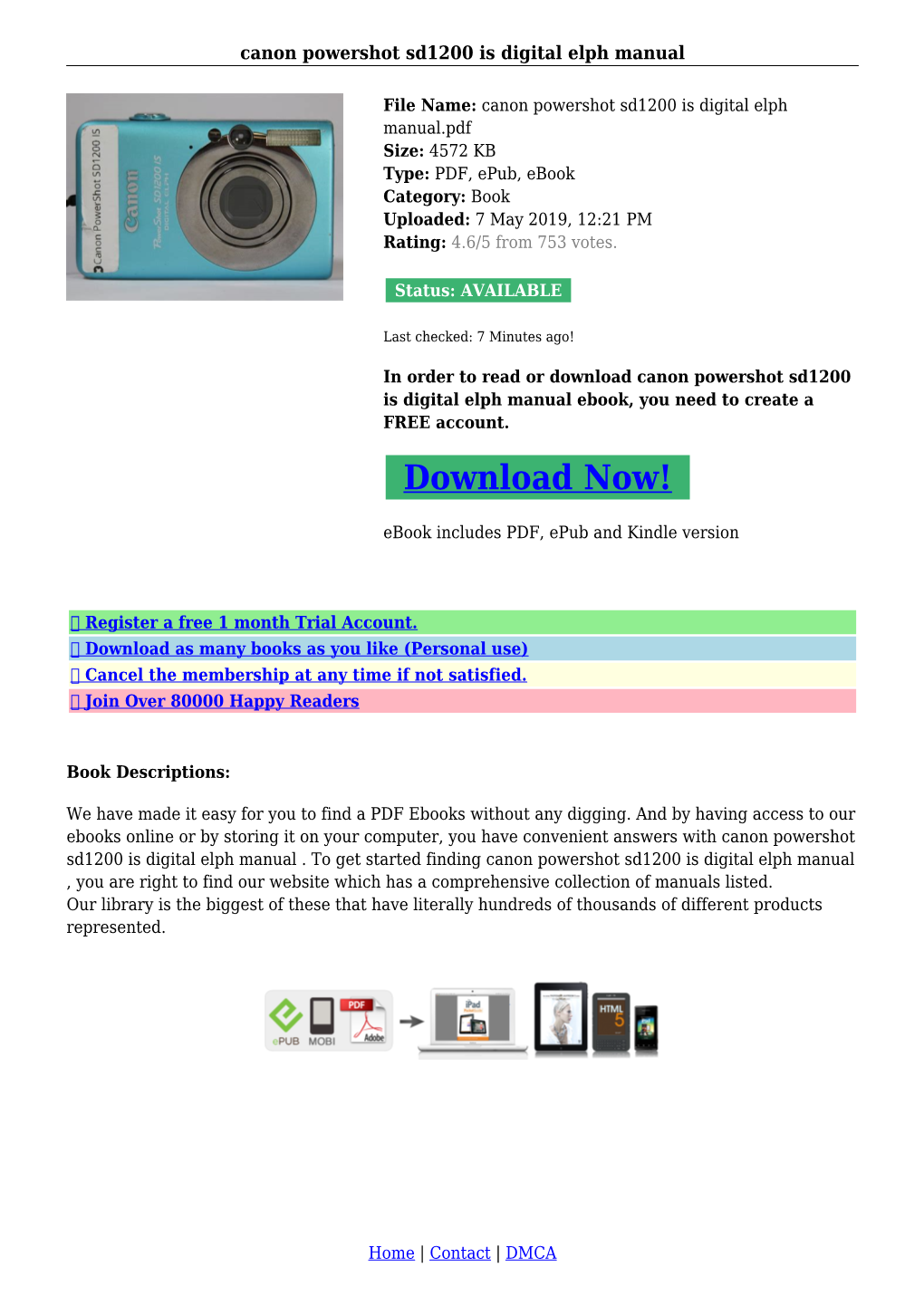 Canon Powershot Sd1200 Is Digital Elph Manual