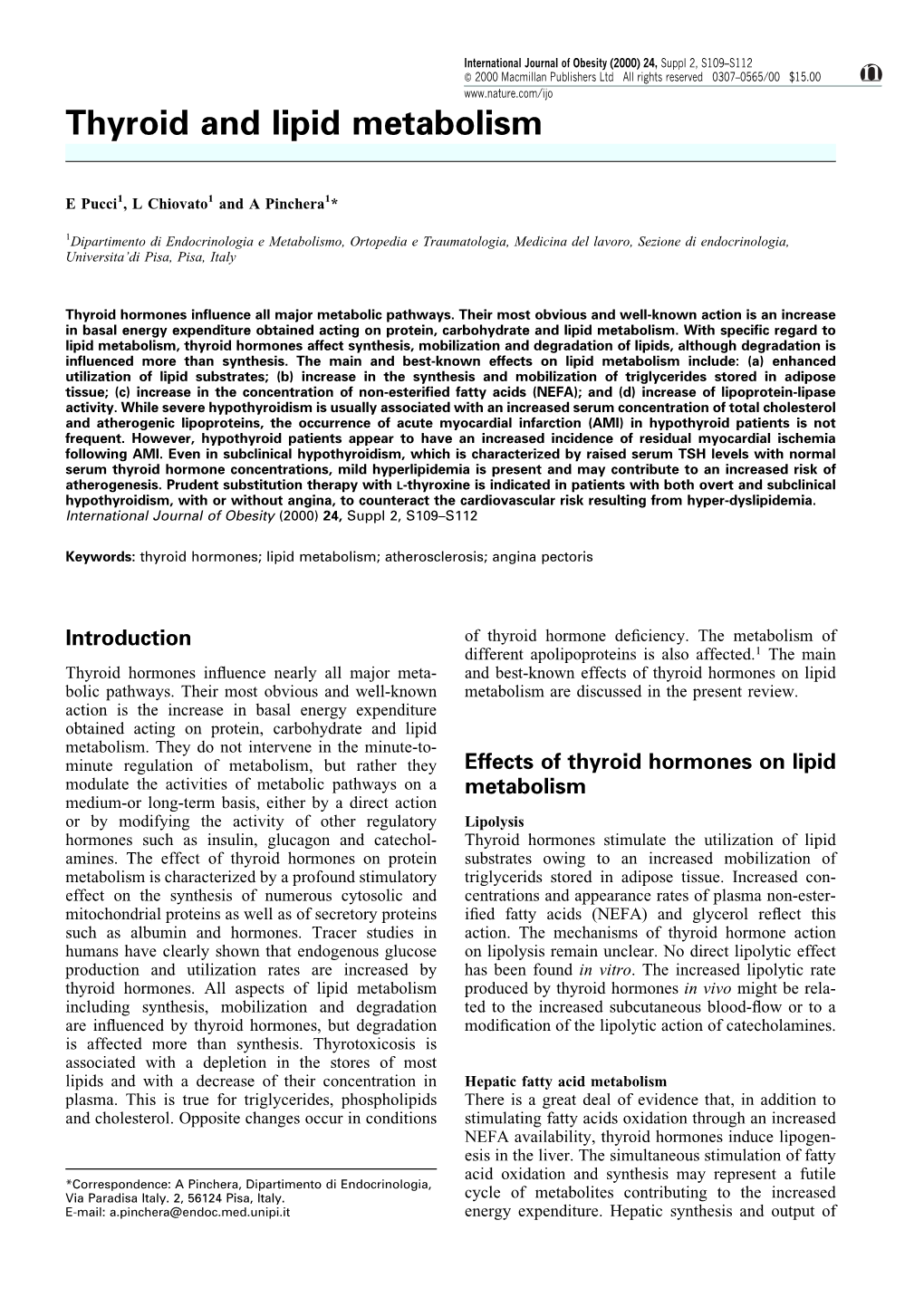 Thyroid and Lipid Metabolism