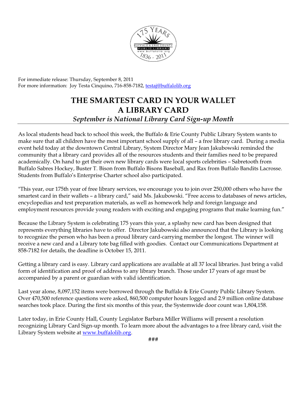 THE SMARTEST CARD in YOUR WALLET a LIBRARY CARD September Is National Library Card Sign-Up Month