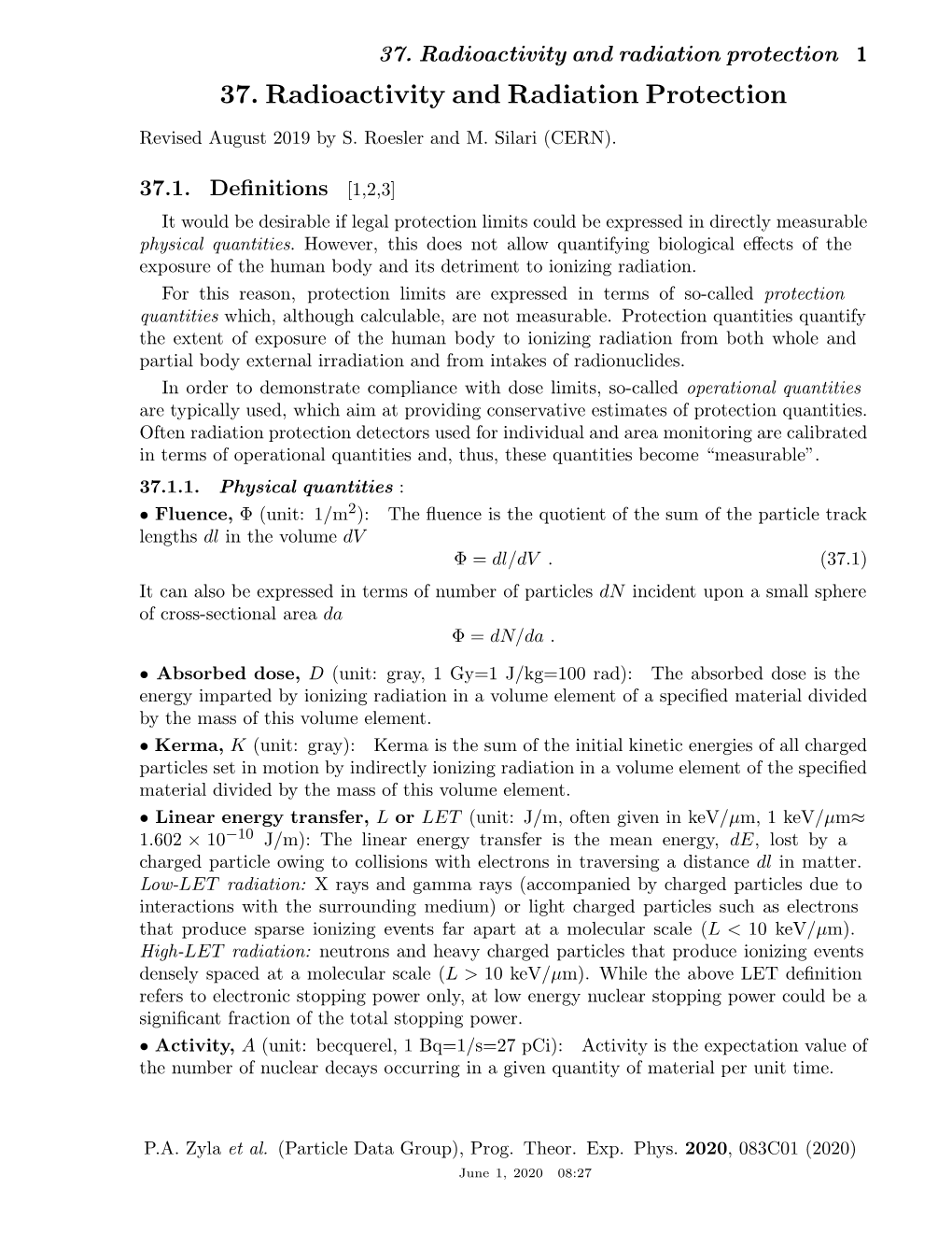 37. Radioactivity and Radiation Protection 1 37