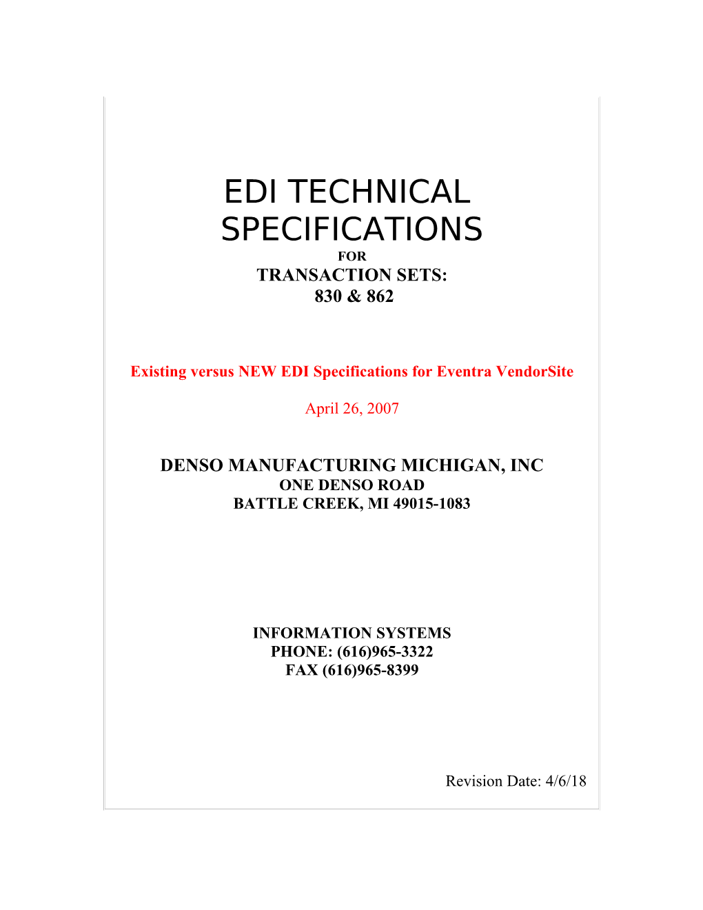 EDI 830 & 862 Transaction Layout