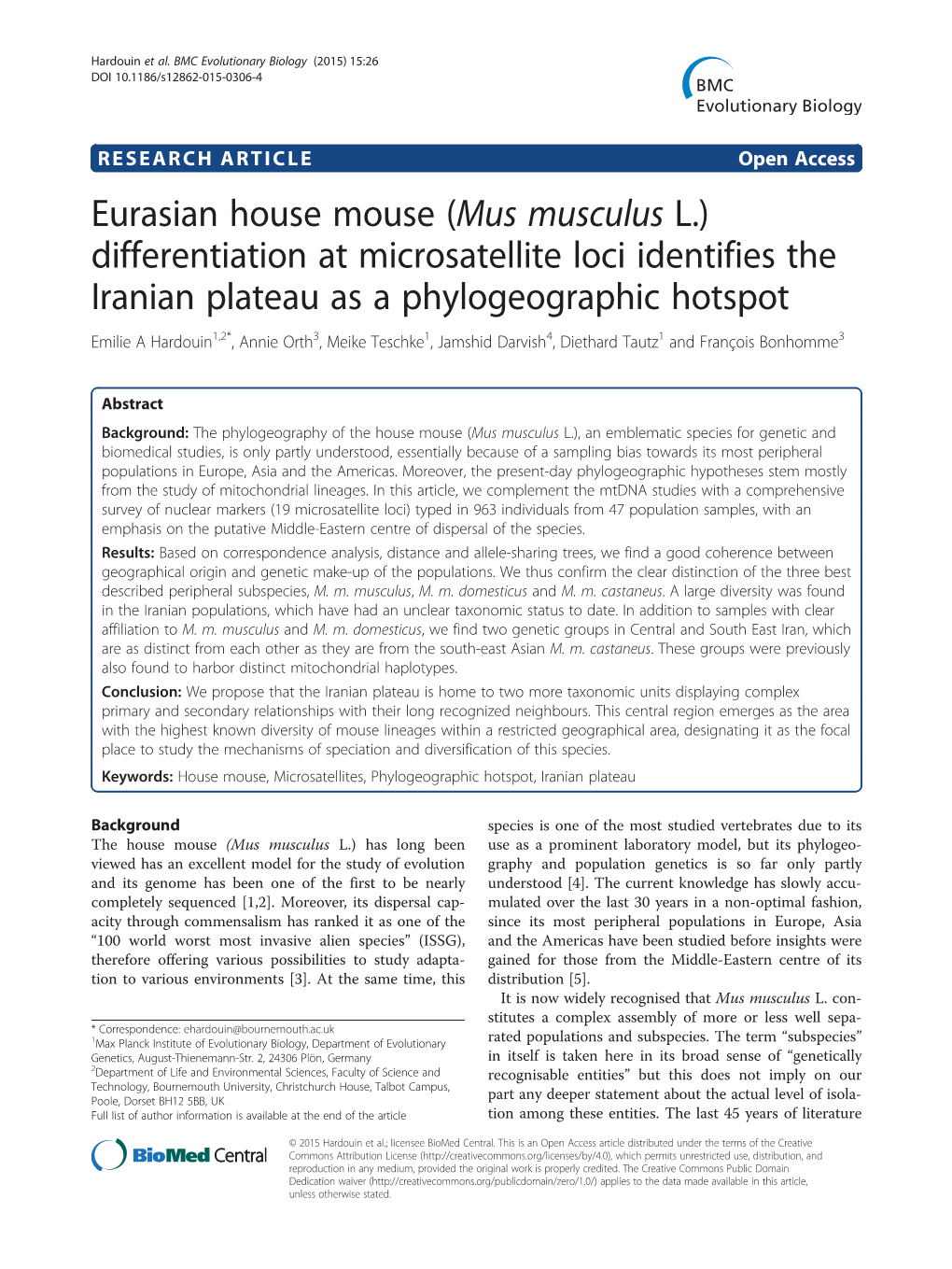 Eurasian House Mouse (Mus Musculus L.) Differentiation At