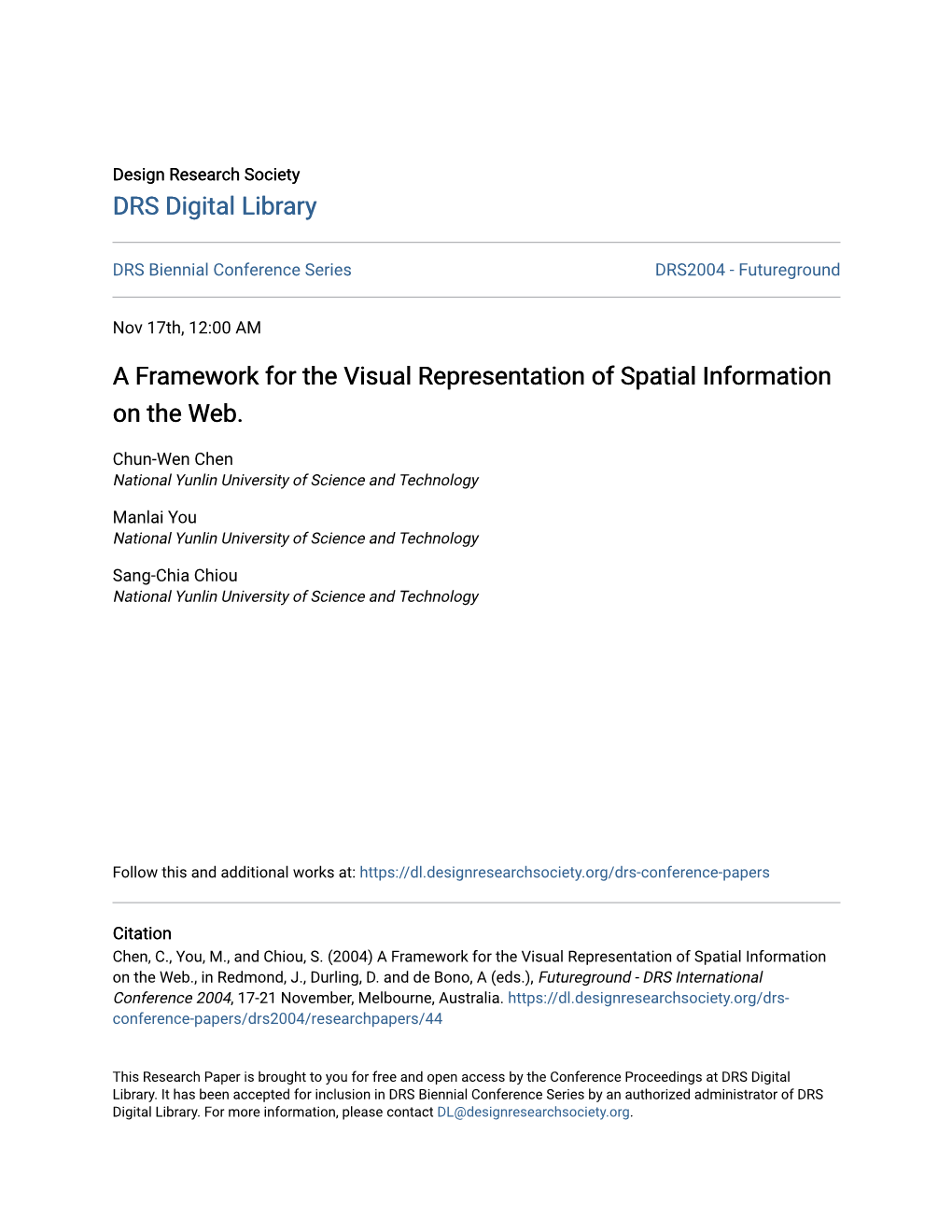 A Framework for the Visual Representation of Spatial Information on the Web