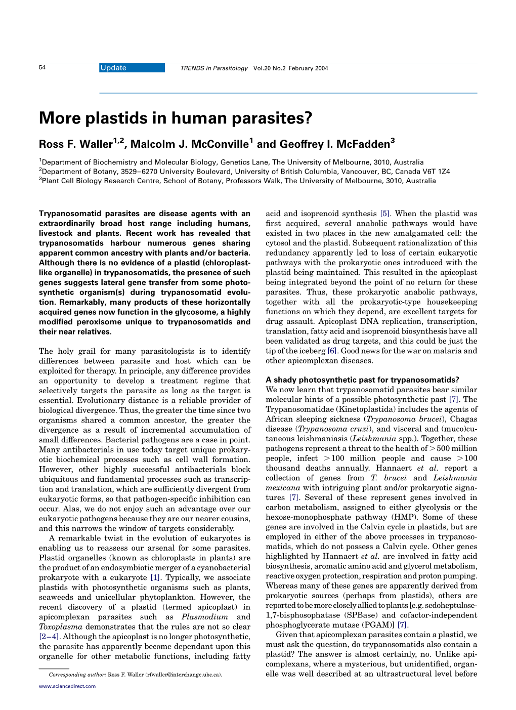 More Plastids in Human Parasites?