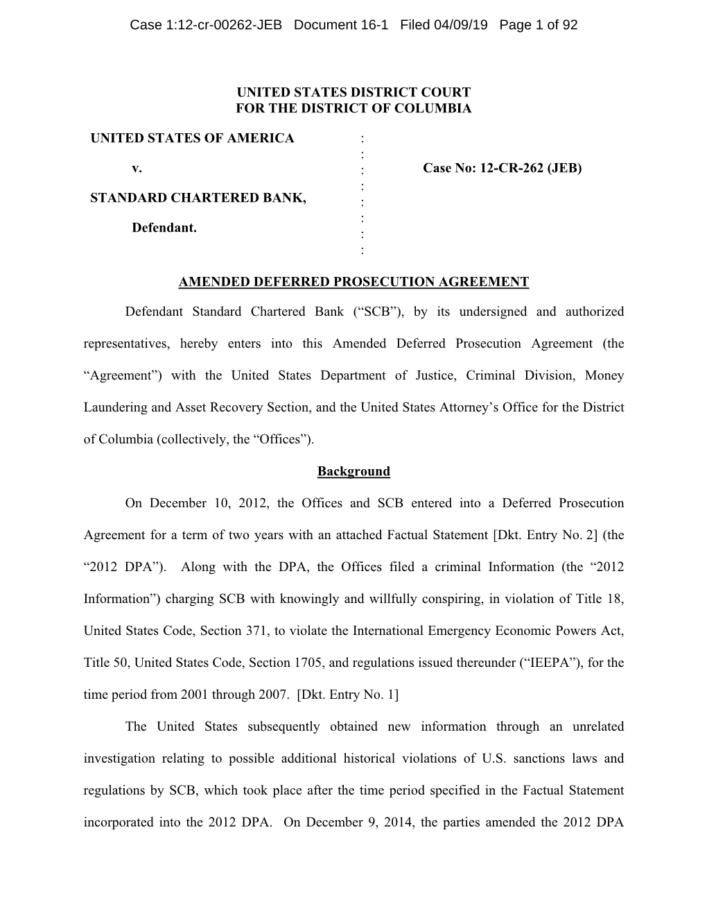 Case 1:12-Cr-00262-JEB Document 16-1 Filed 04/09/19 Page 1 of 92