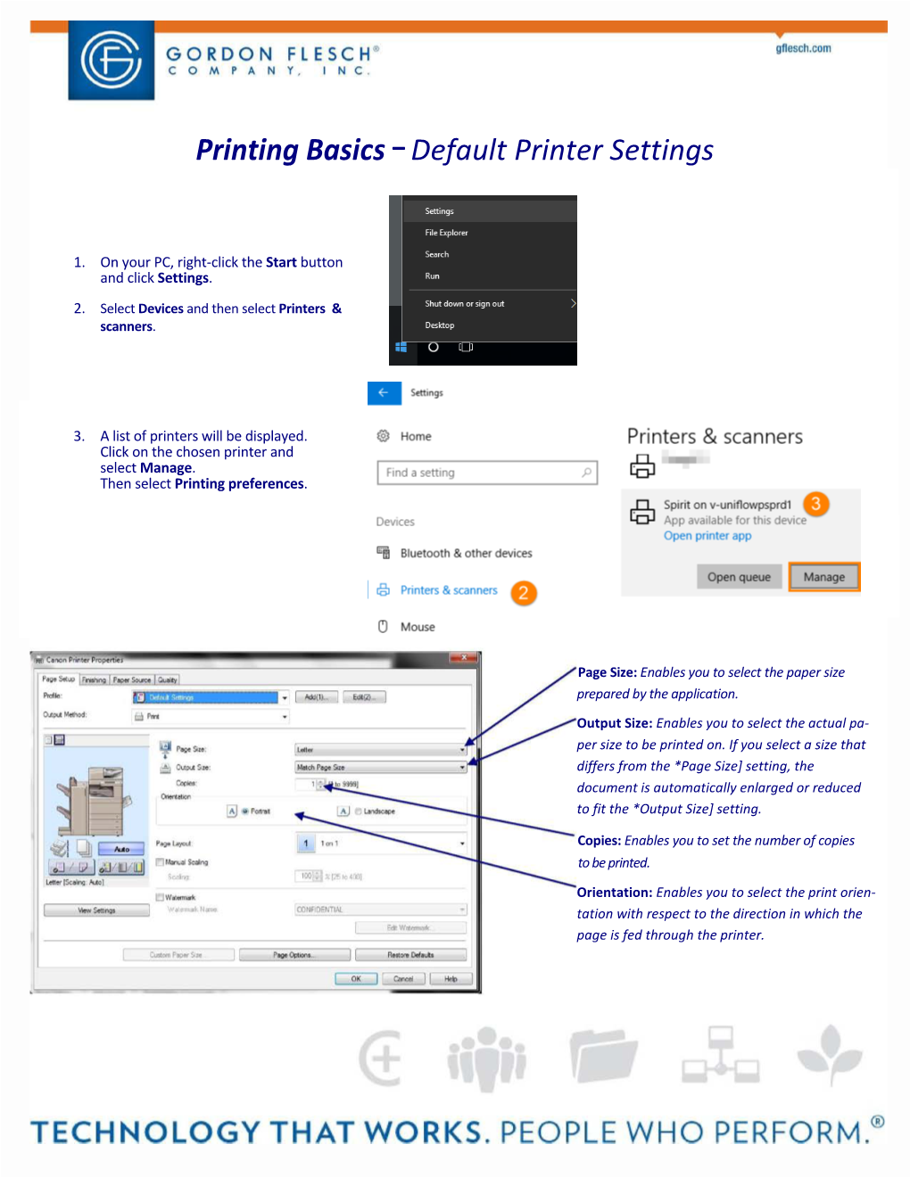 Printing Basics – Default Printer Settings