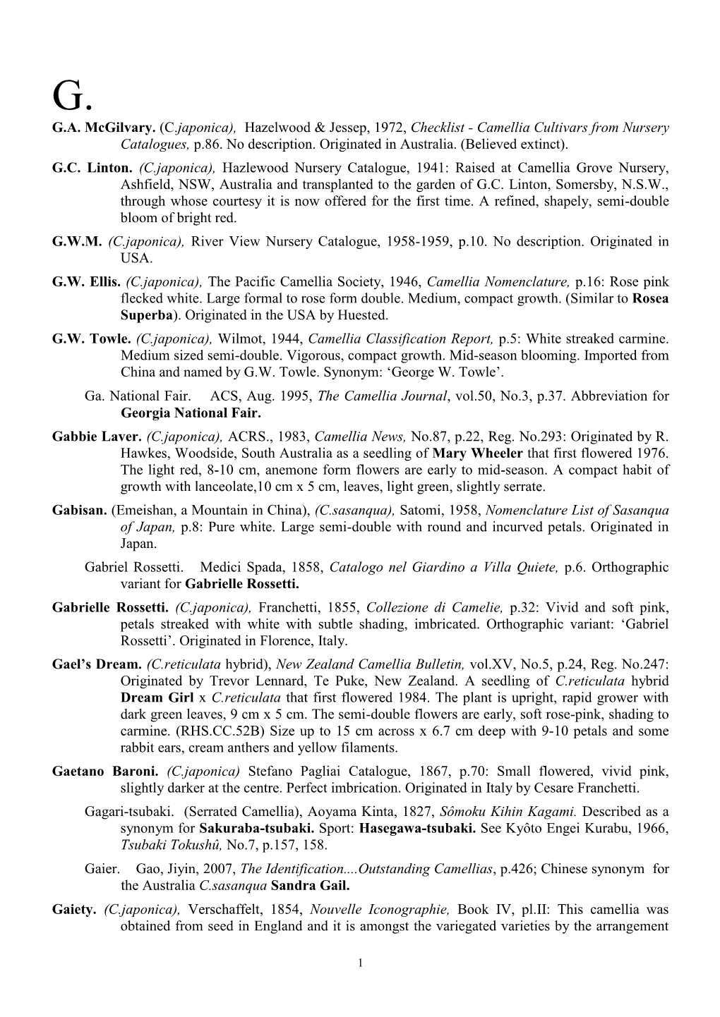 Camellia Cultivars from Nursery Catalogues, P.86. No Description