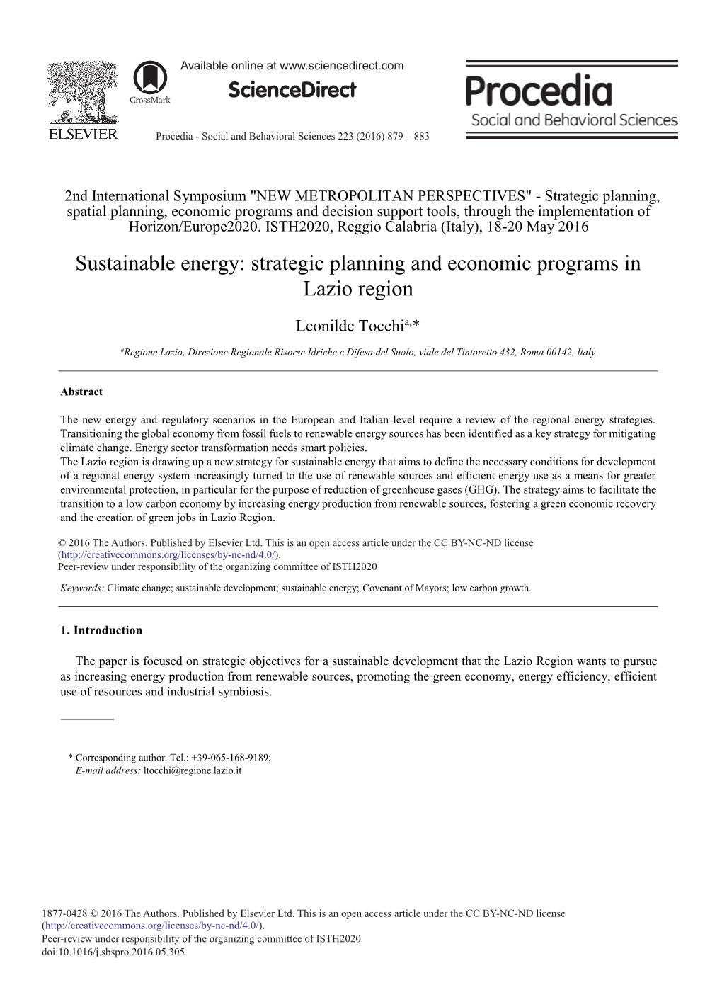 Sustainable Energy: Strategic Planning and Economic Programs in Lazio Region