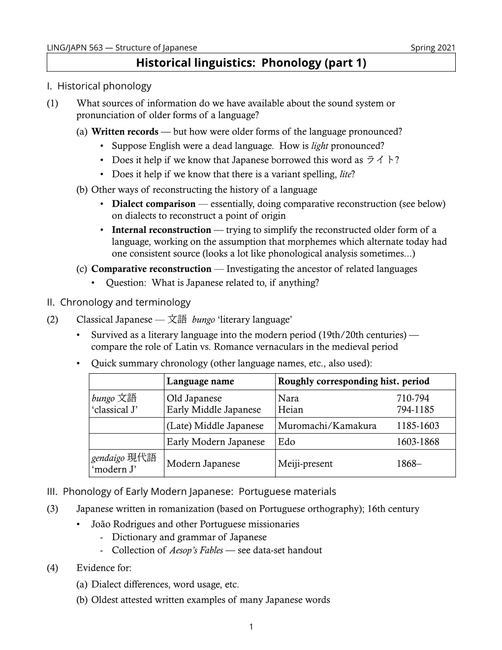 Historical Linguistics: Phonology (Part 1)