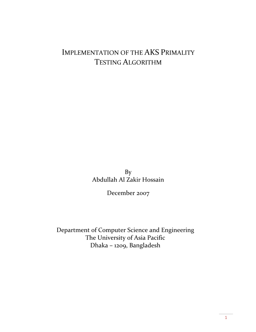 Implementation of the Aks Primality Testing Algorithm