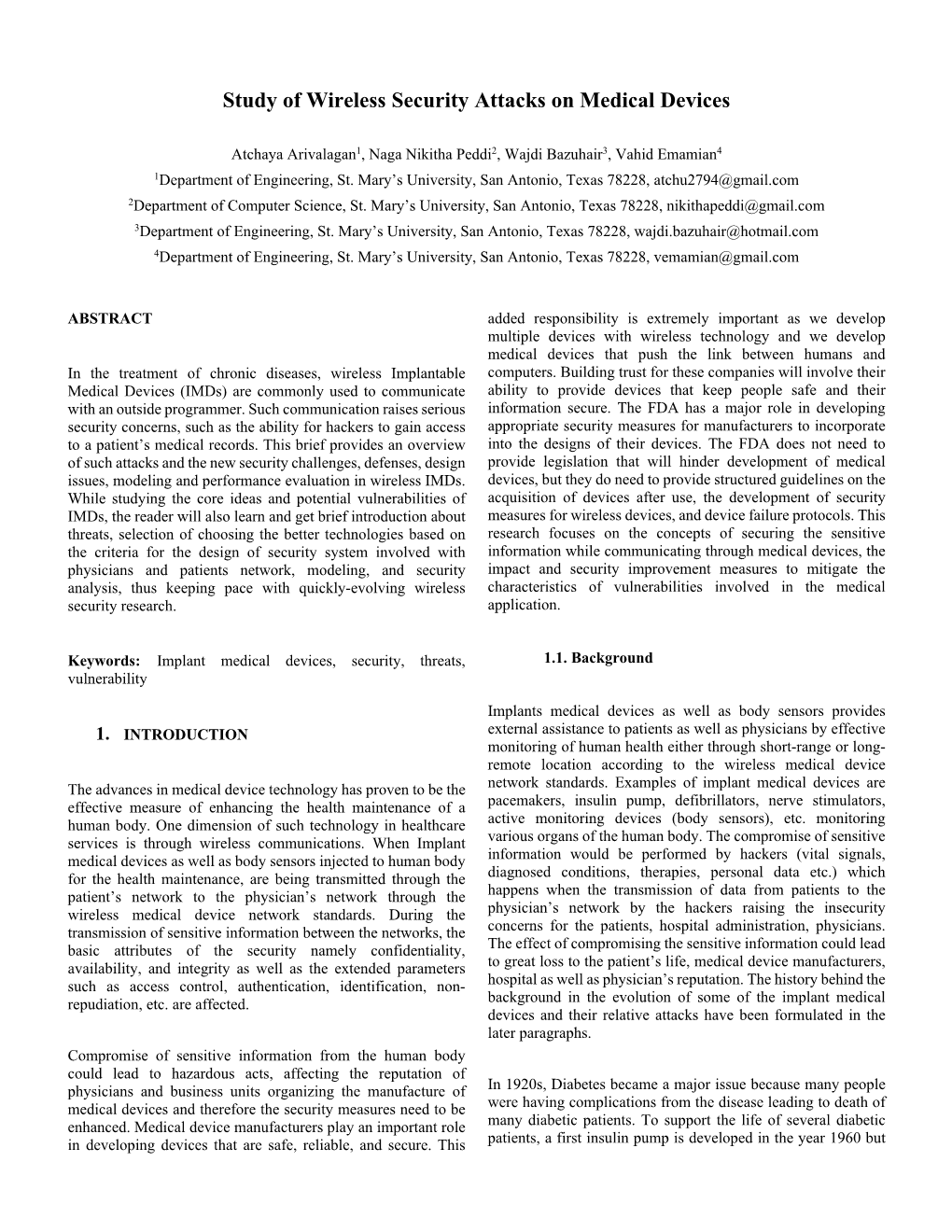 Study of Wireless Security Attacks on Medical Devices