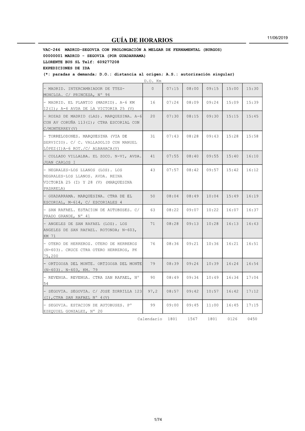 Guía De Horarios