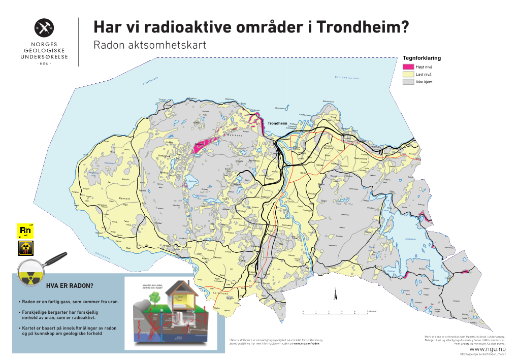 Radon Aktsomhetskart Tegnforklaring Høyt Nivå Lavt Nivå N S T R I N D F J O R D E N