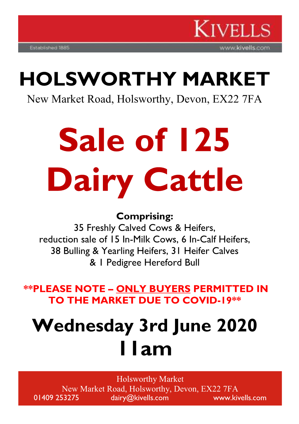 Sale of 125 Dairy Cattle