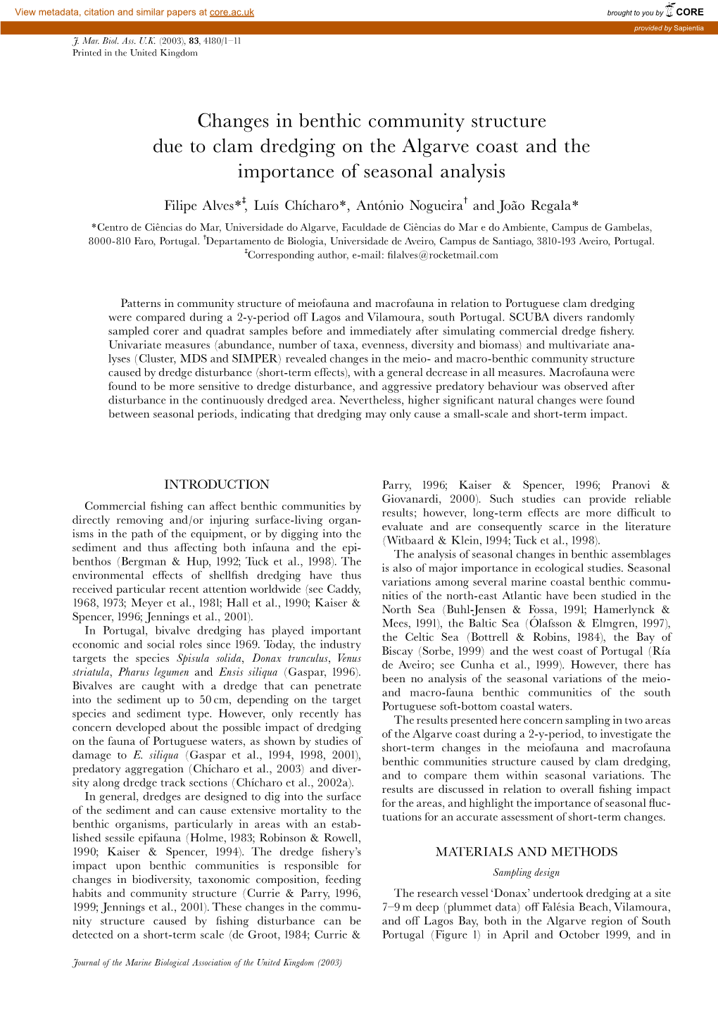 Changes in Benthic Community Structure Due to Clam Dredging on the Algarve Coast and the Importance of Seasonal Analysis