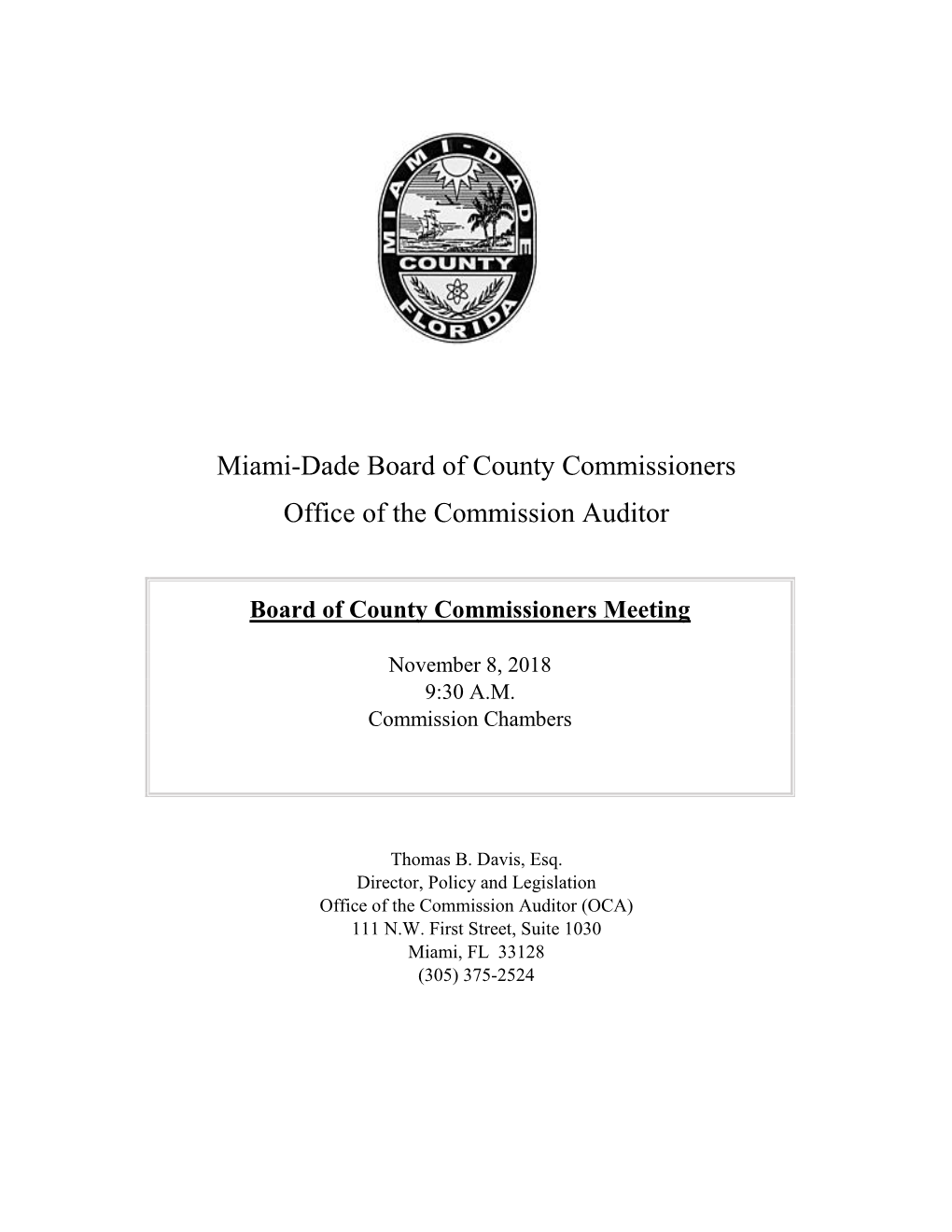 Miami-Dade Board of County Commissioners Office of The