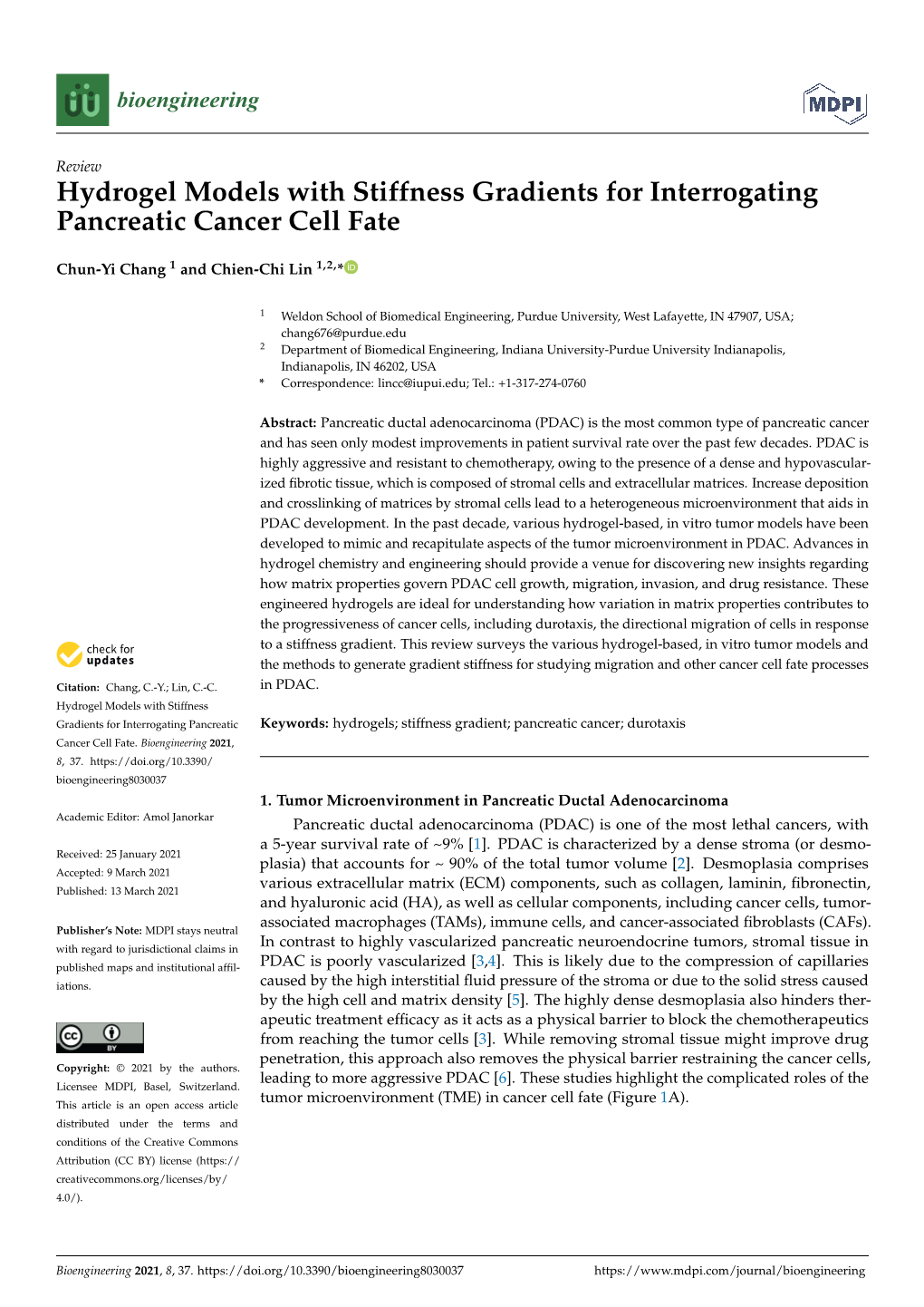 Hydrogel Models with Stiffness Gradients for Interrogating Pancreatic Cancer Cell Fate