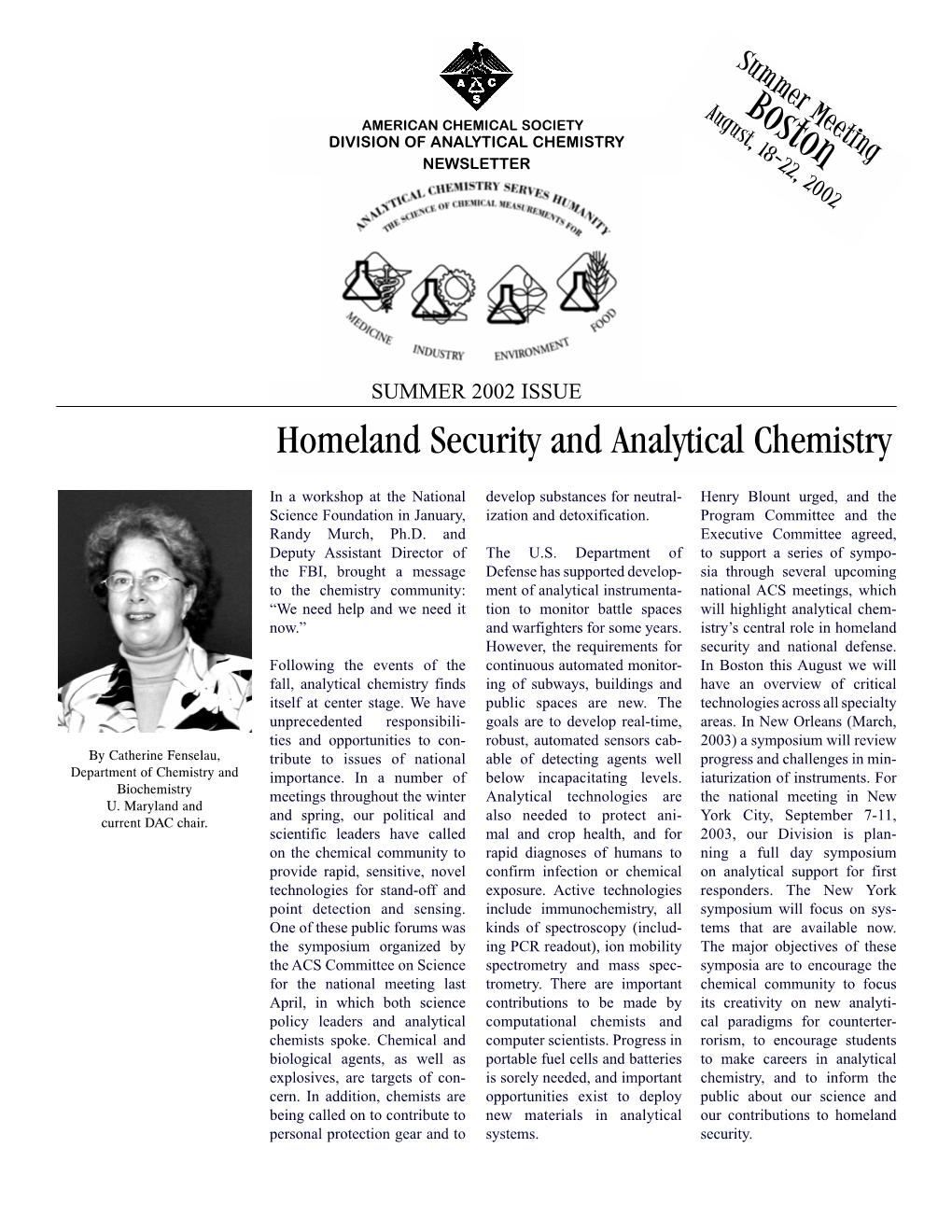 SUMMER 2002 ISSUE Homeland Security and Analytical Chemistry