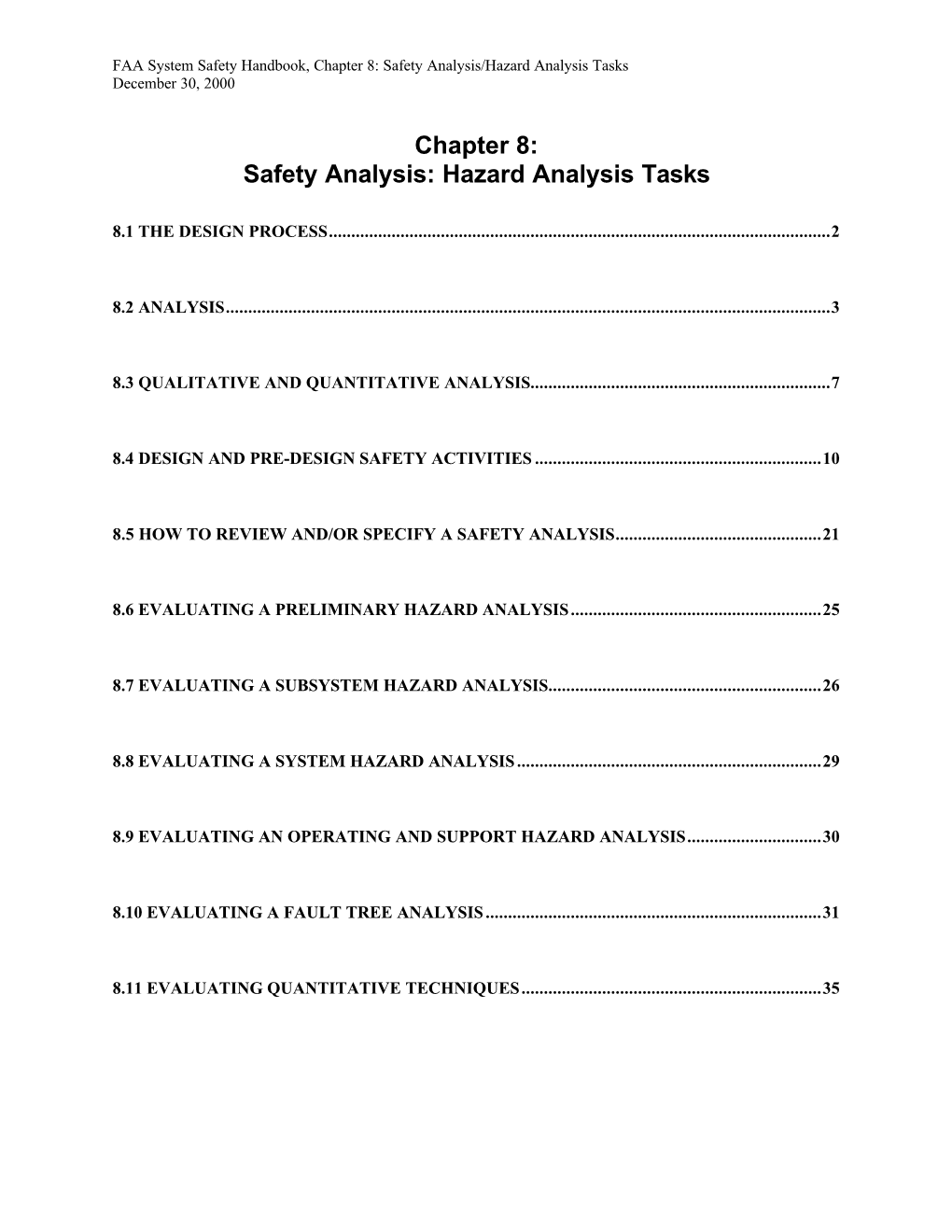 Chapter 8: Safety Analysis: Hazard Analysis Tasks