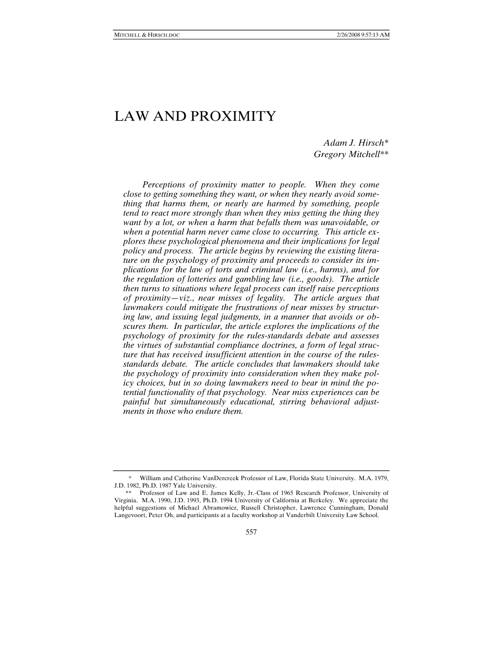 Law and Proximity