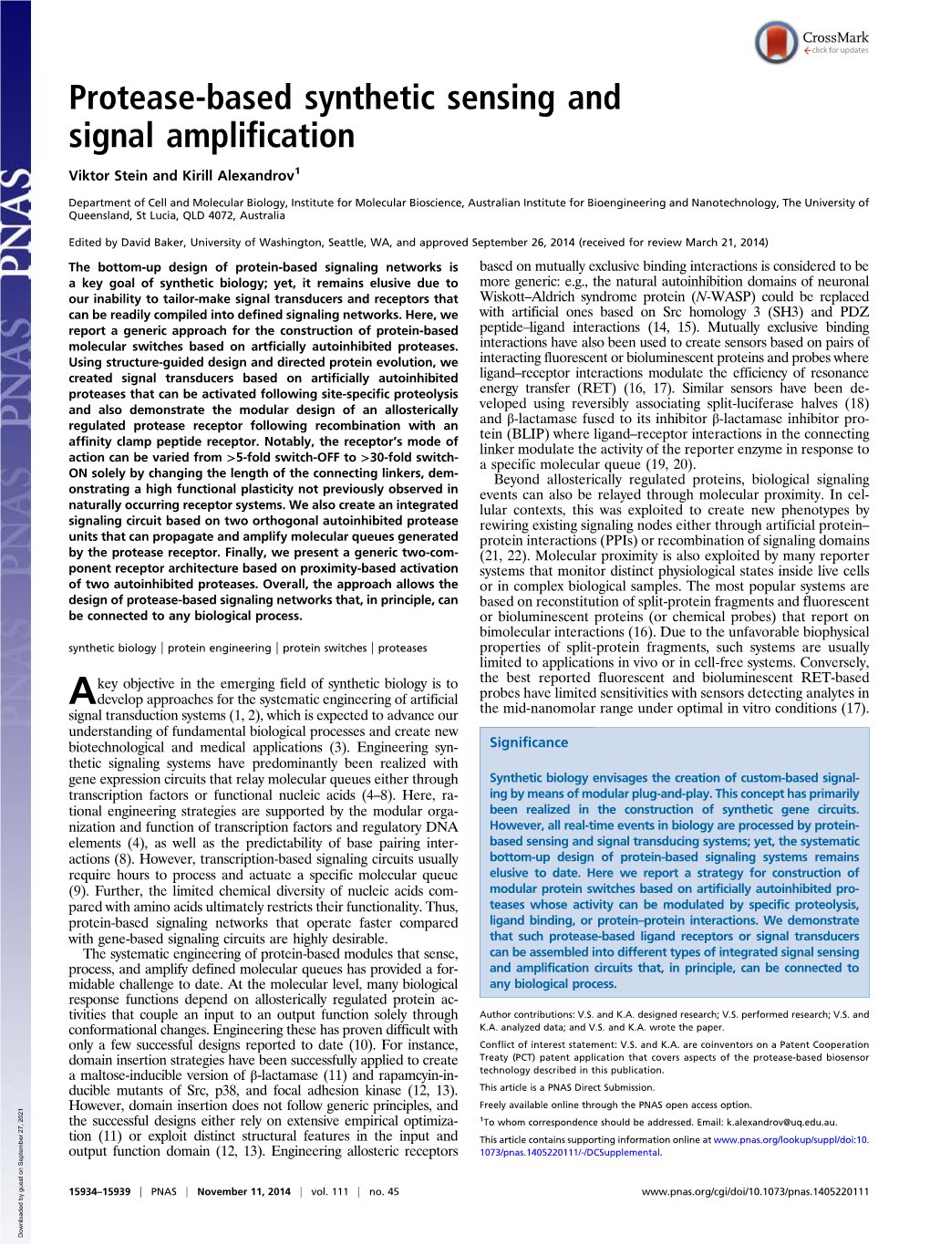 Protease-Based Synthetic Sensing and Signal Amplification