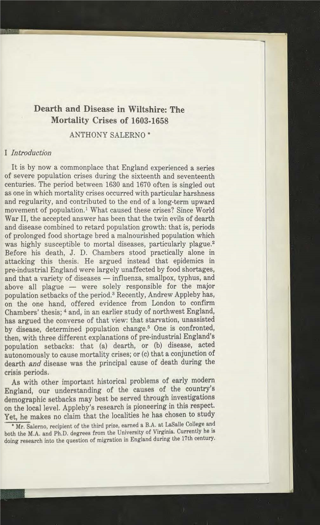 The Mortality Crises of 1603-1658