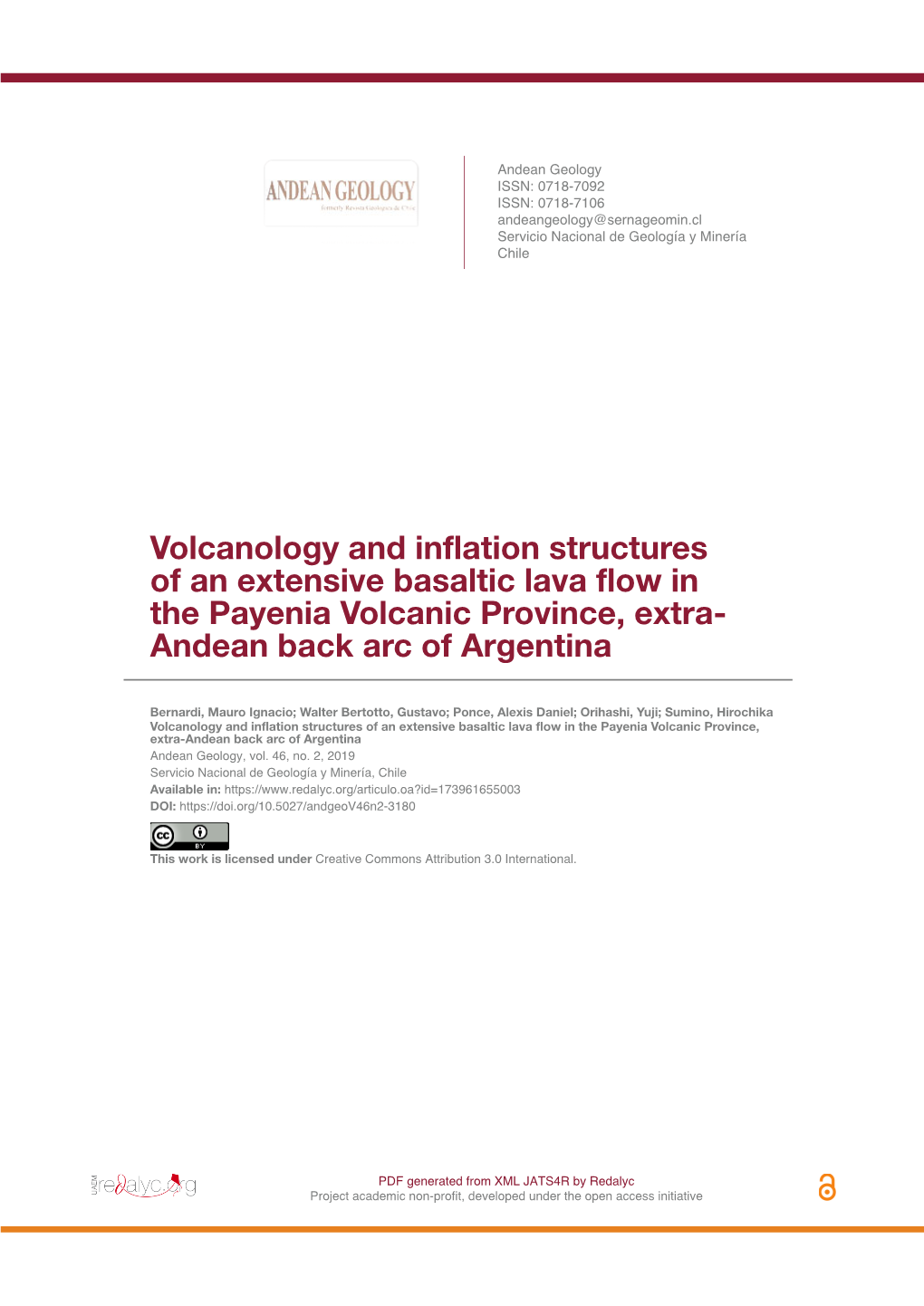 Volcanology and Inflation Structures of an Extensive Basaltic Lava Flow in the Payenia Volcanic Province, Extra- Andean Back Arc of Argentina