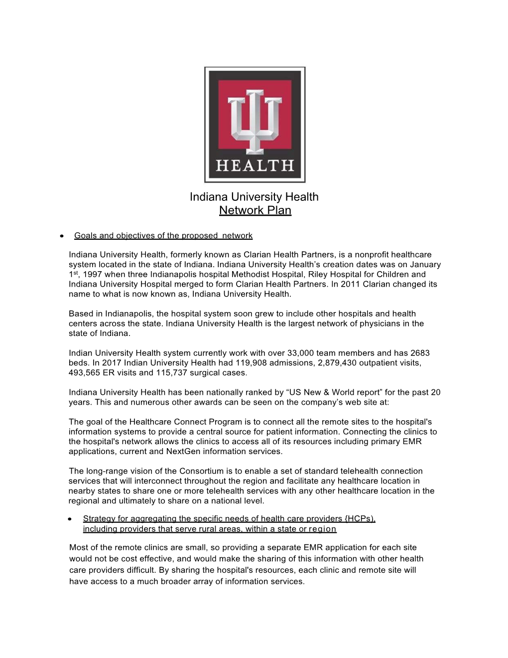 Indiana University Health Network Plan