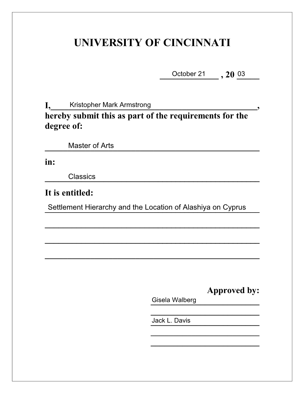 Settlement Hierarchy and the Location of Alashiya on Cyprus