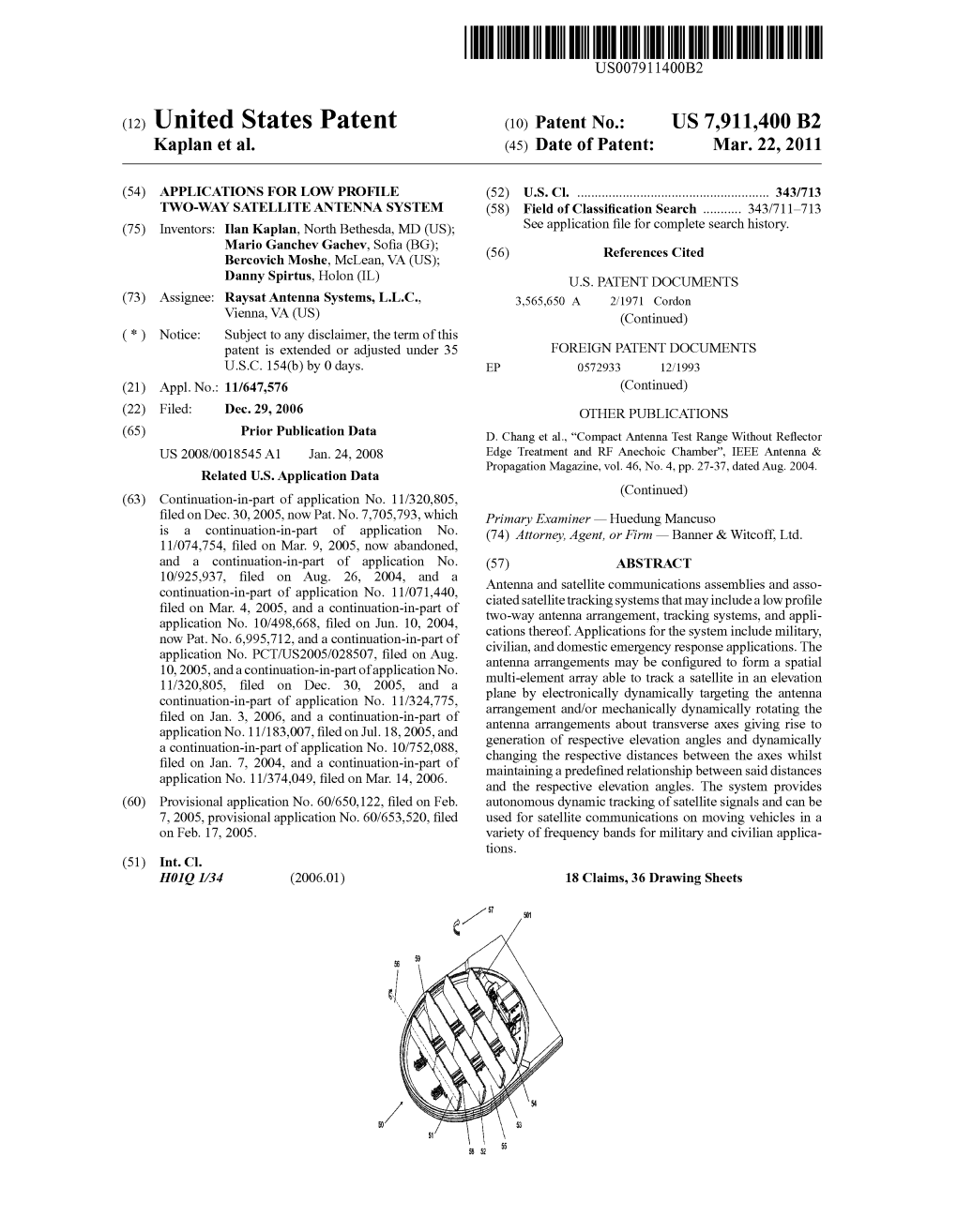 (12) United States Patent (10) Patent No.: US 7,911,400 B2 Kaplan Et Al