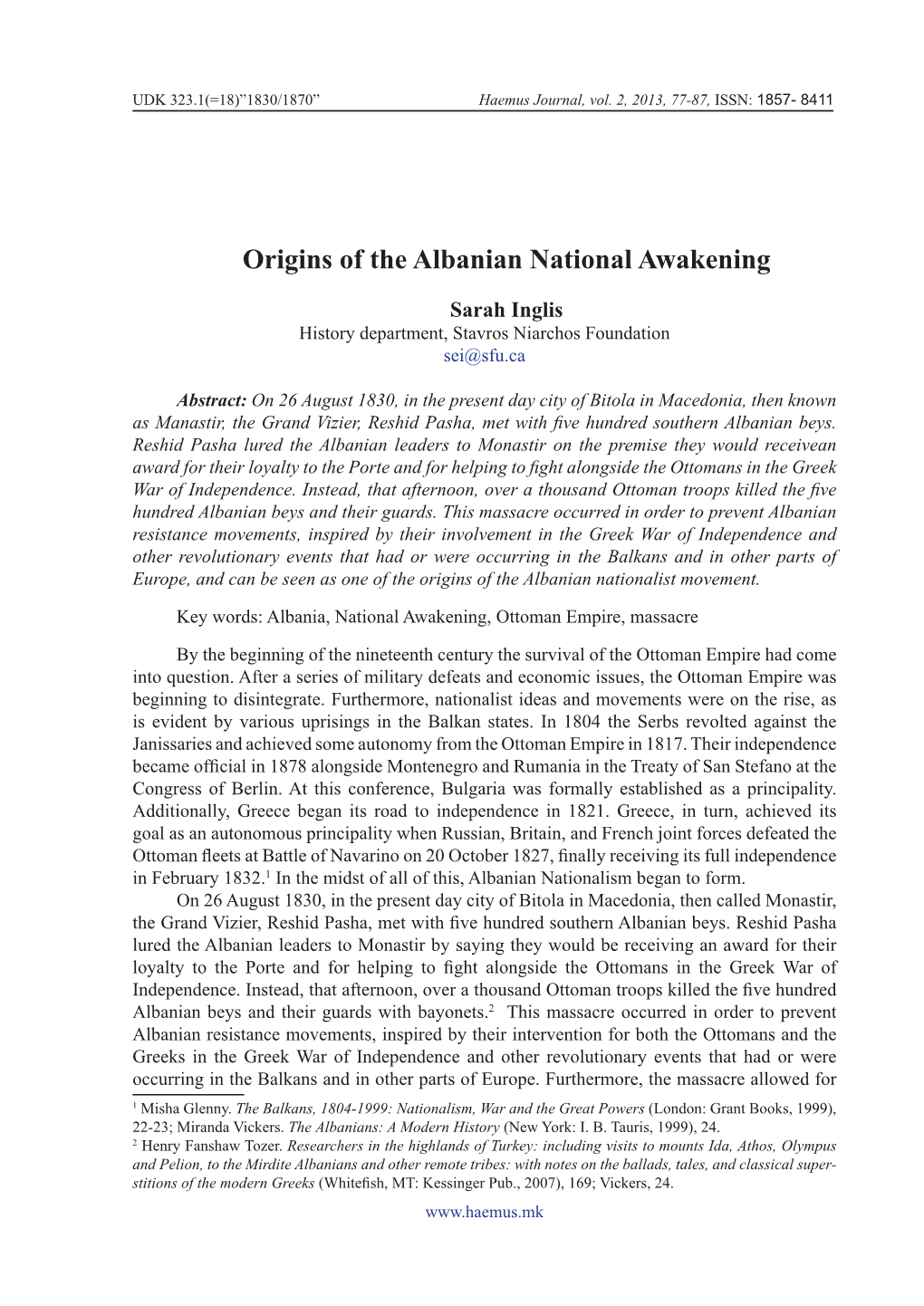 Origins of the Albanian National Awakening