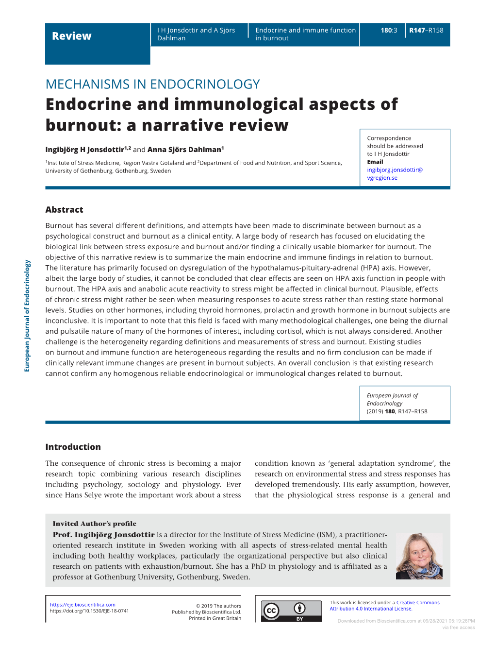 Endocrine and Immunological Aspects of Burnout: a Narrative Review