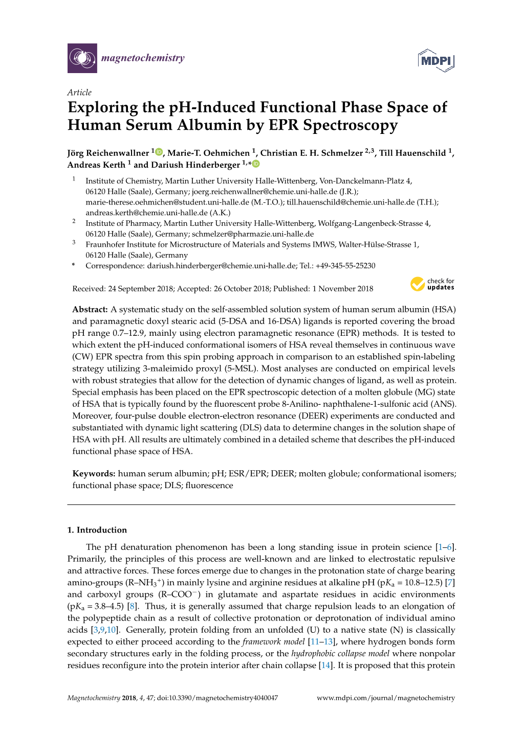 Exploring the Ph-Induced Functional Phase Space of Human Serum Albumin by EPR Spectroscopy