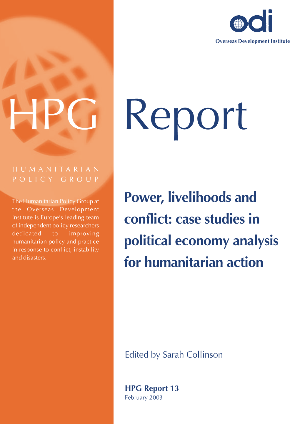 Case Studies in Political Economy Analysis for Humanitarian Action