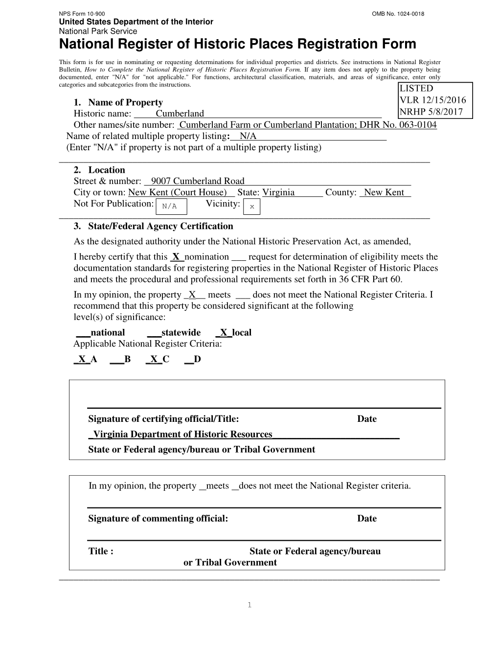 National Register of Historic Places Registration Form