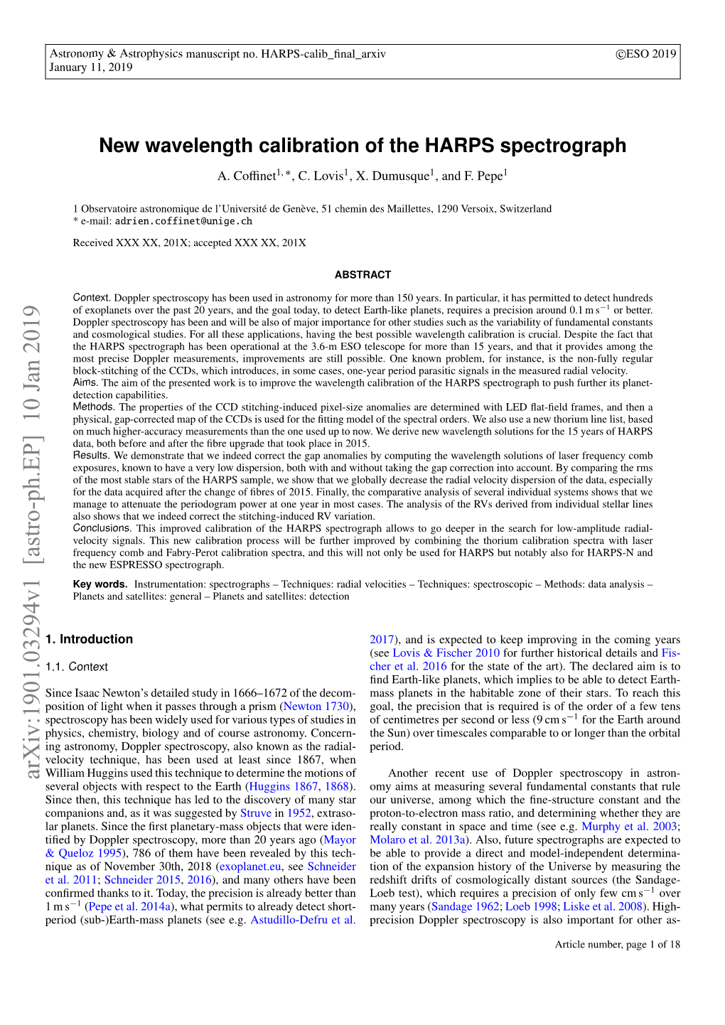 New Wavelength Calibration of the HARPS Spectrograph A